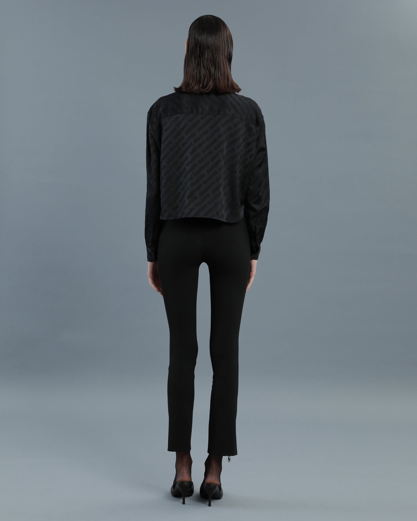 All-Over Logo Cropped Shirt