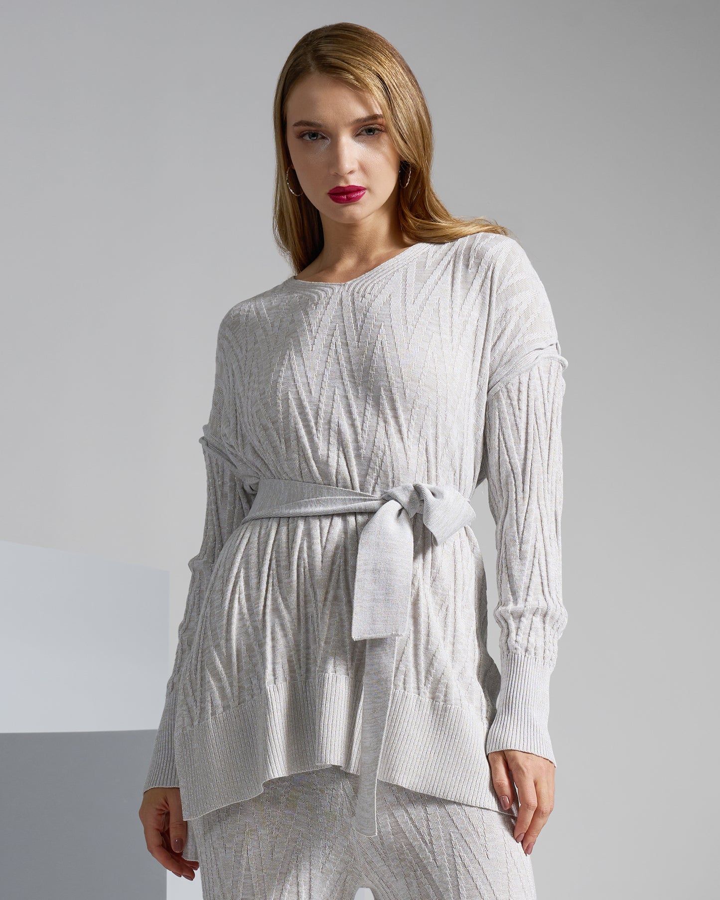 Belted Silver Knit Set