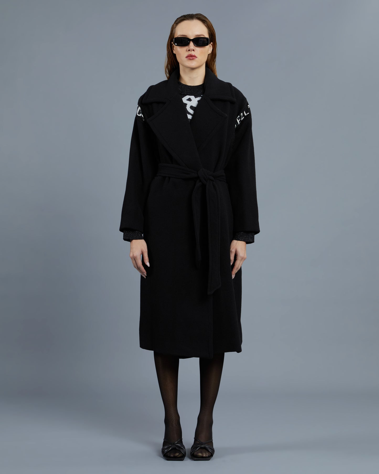 Brand Knit Paneled Coat