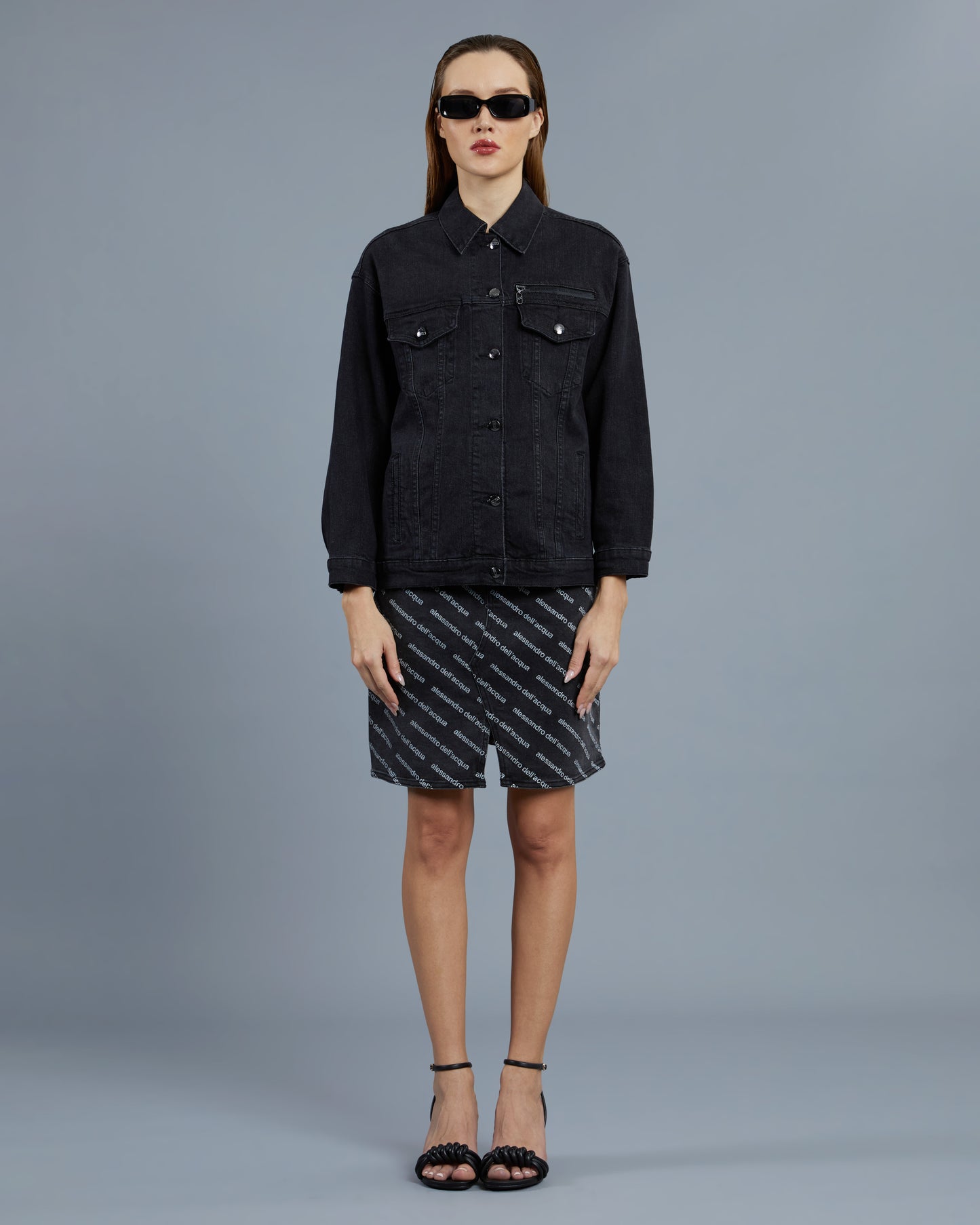 Brand Print Denim Jacket