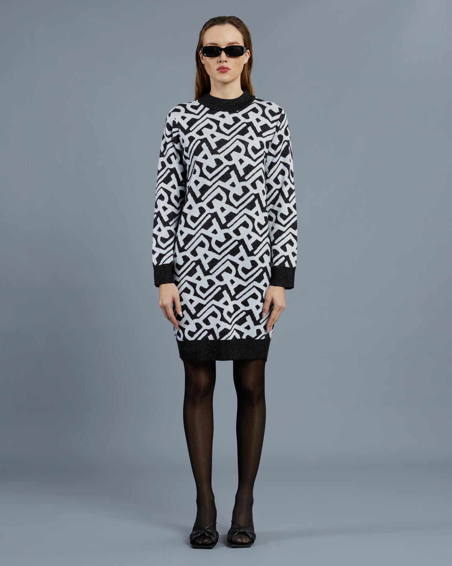Metallic Patterned Knit Dress