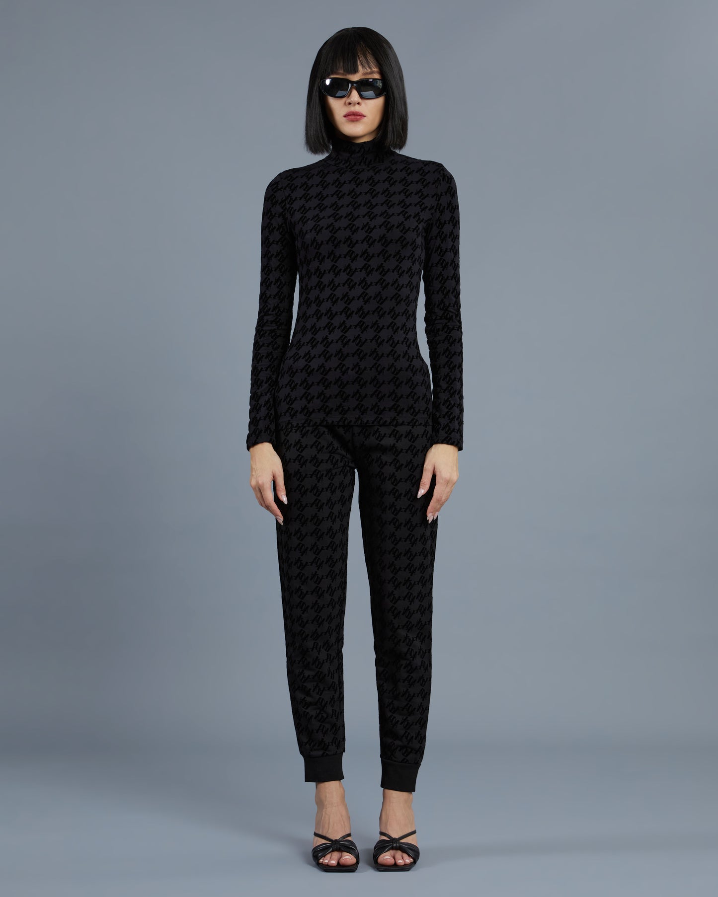 Flock Script Patterned Top