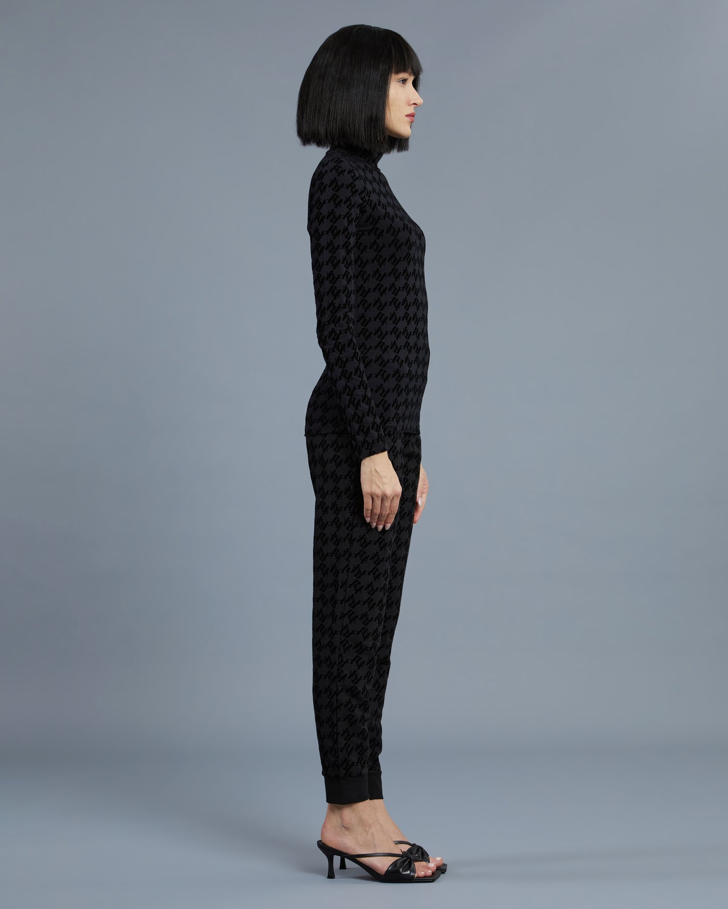 Flock Script Patterned Top