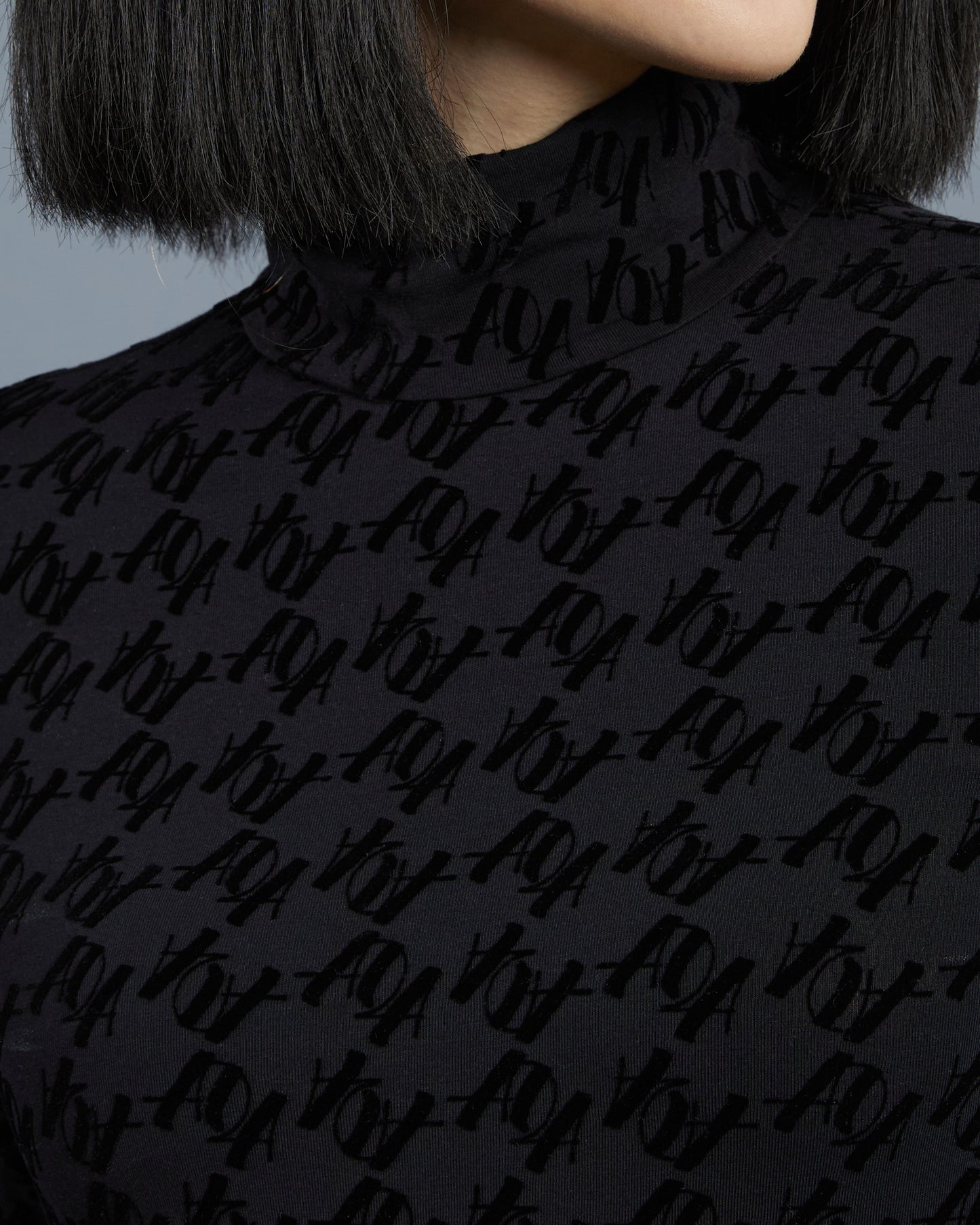 Flock Script Patterned Top