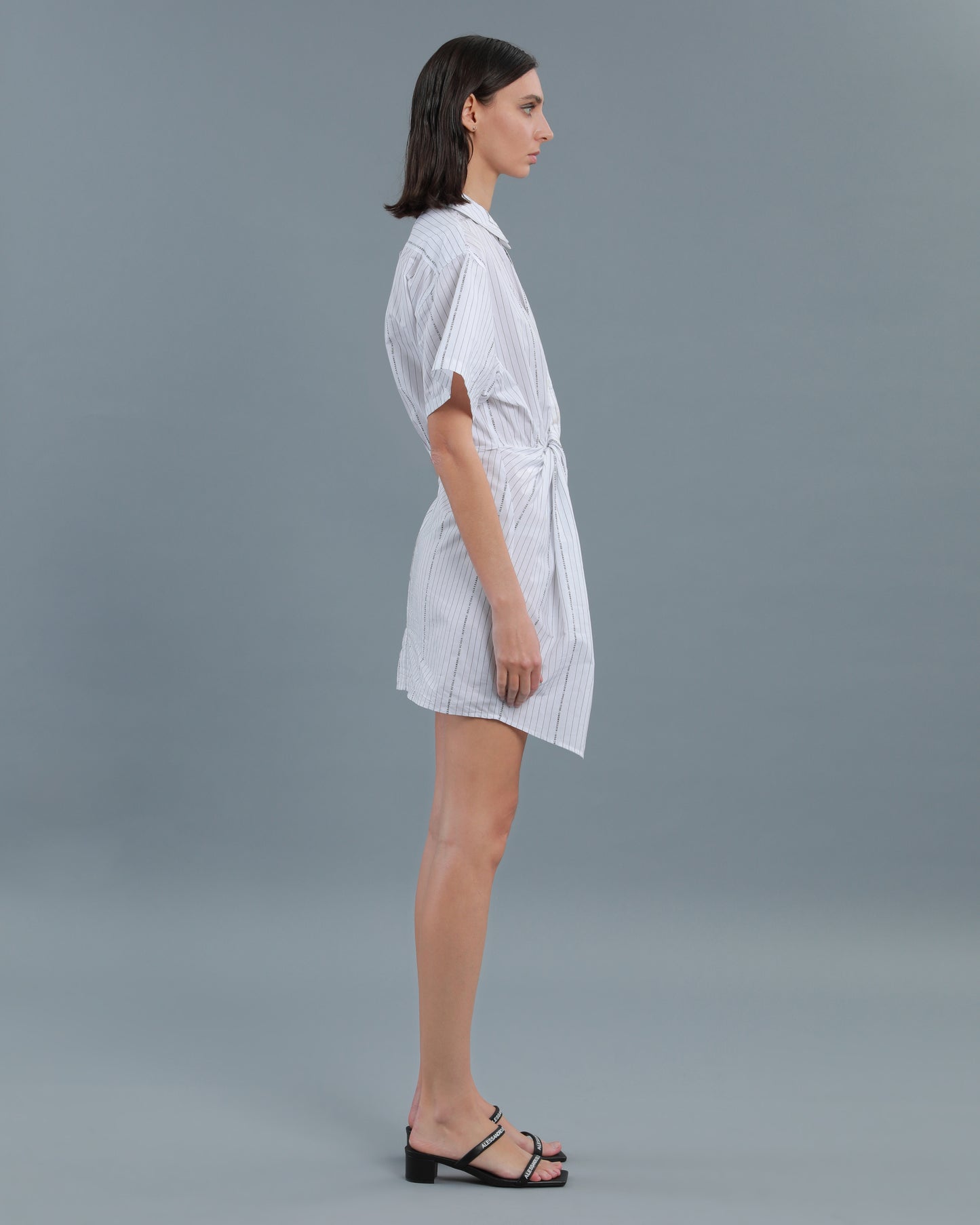 Twisted Placket Shirt Dress