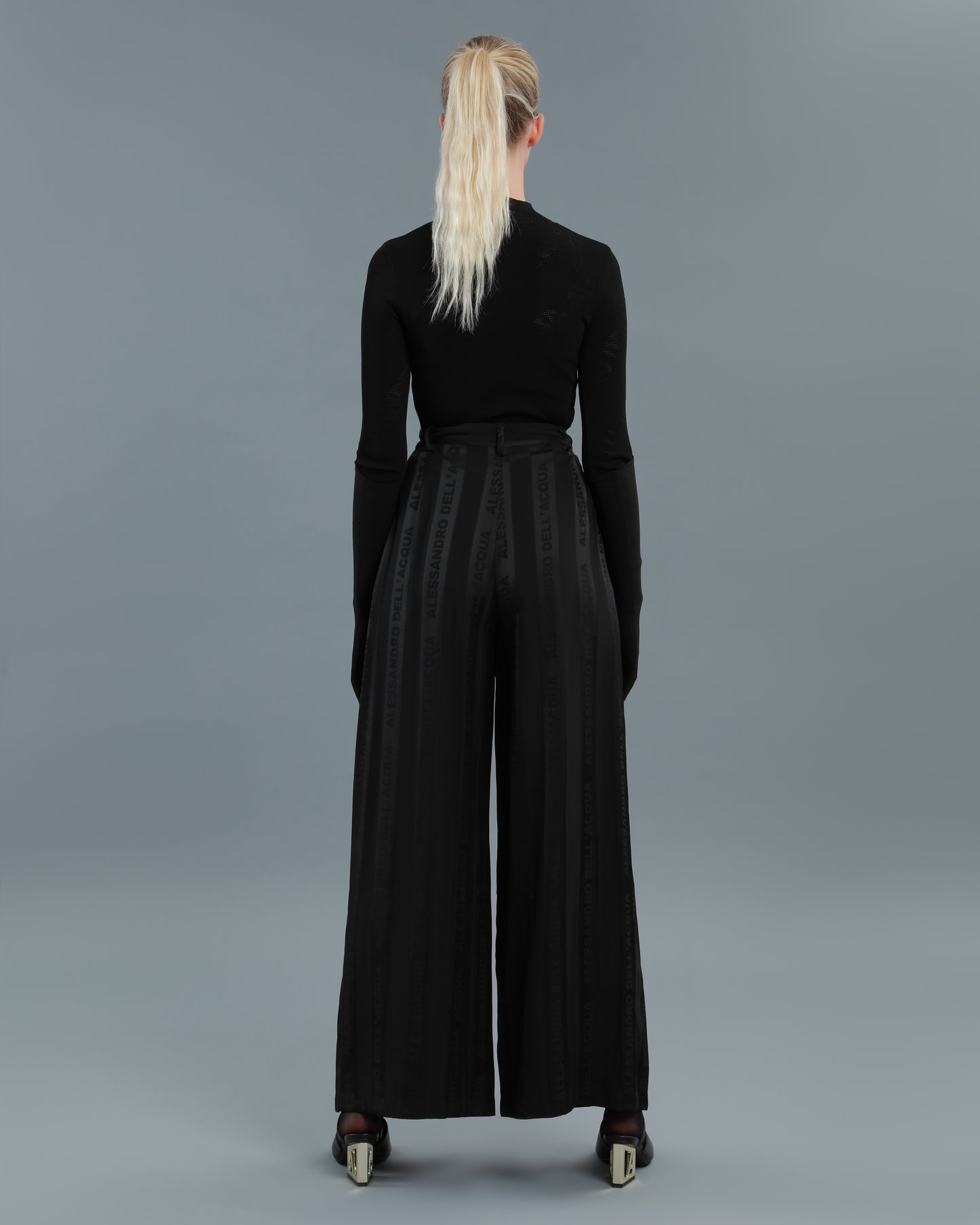 Wide Leg Jacquard Pants
