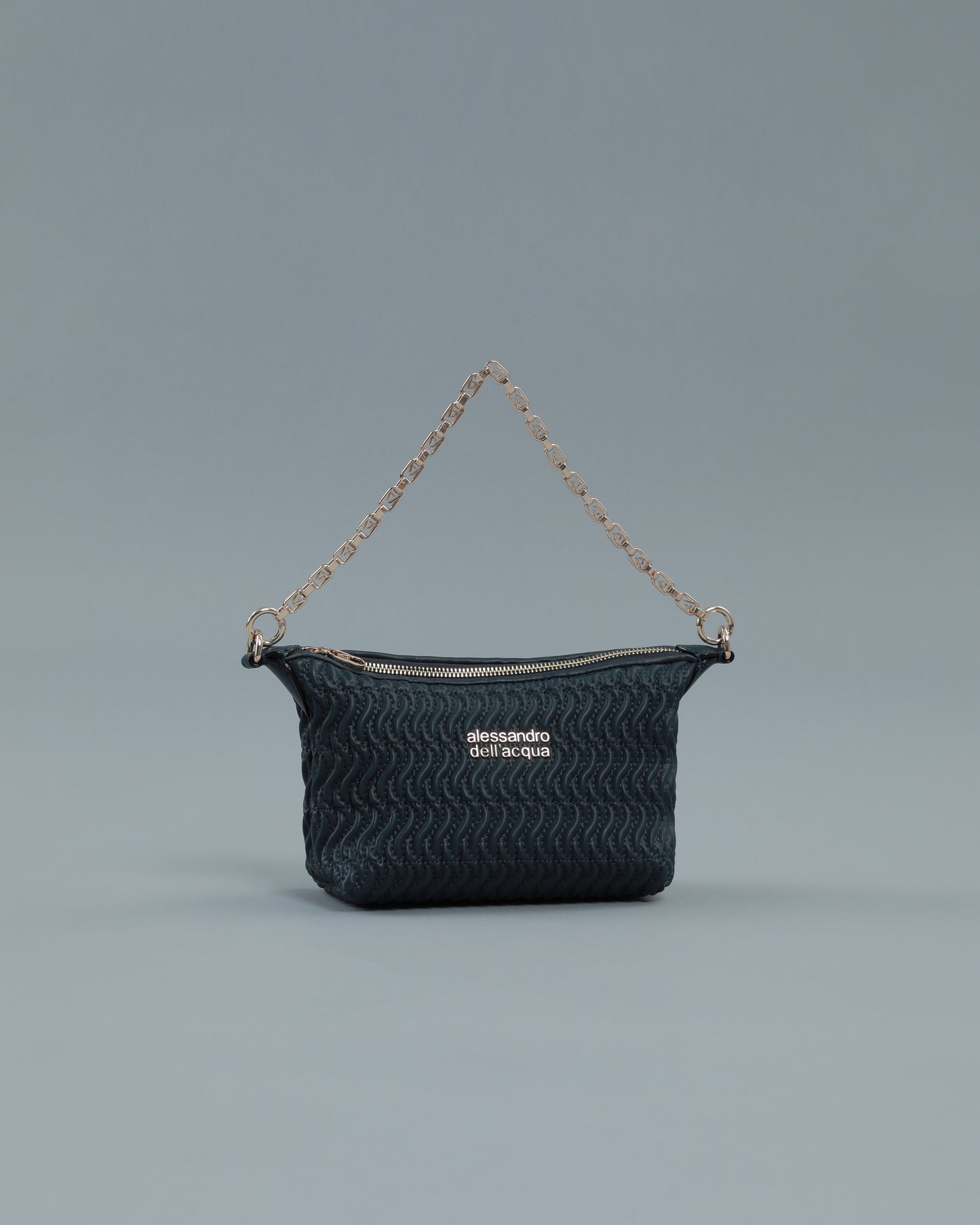 Mini Quilted Shoulder Bag in Navy Blue