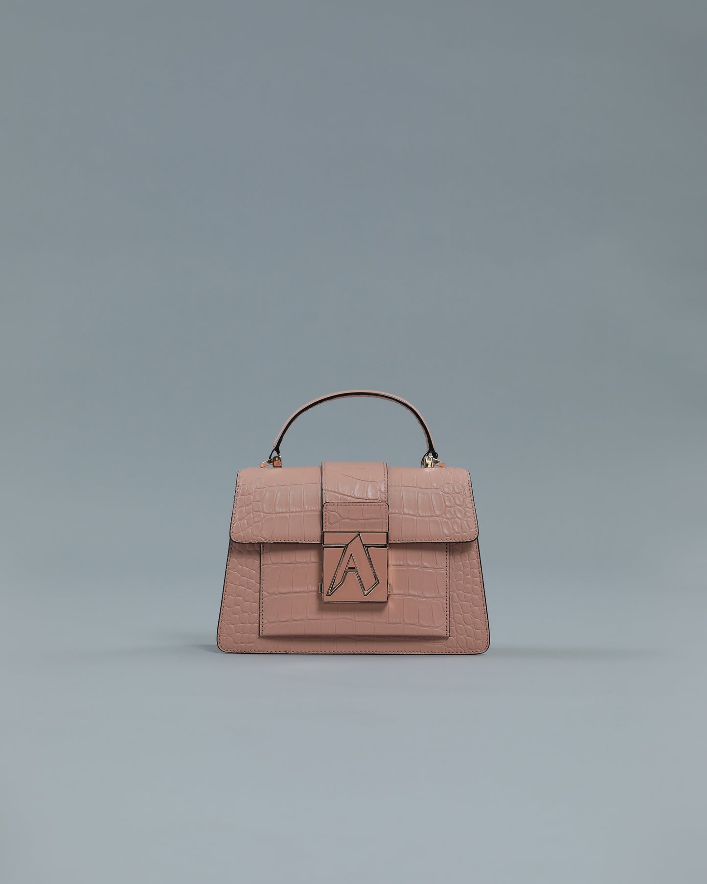 Croc Textured Handbag in Pink