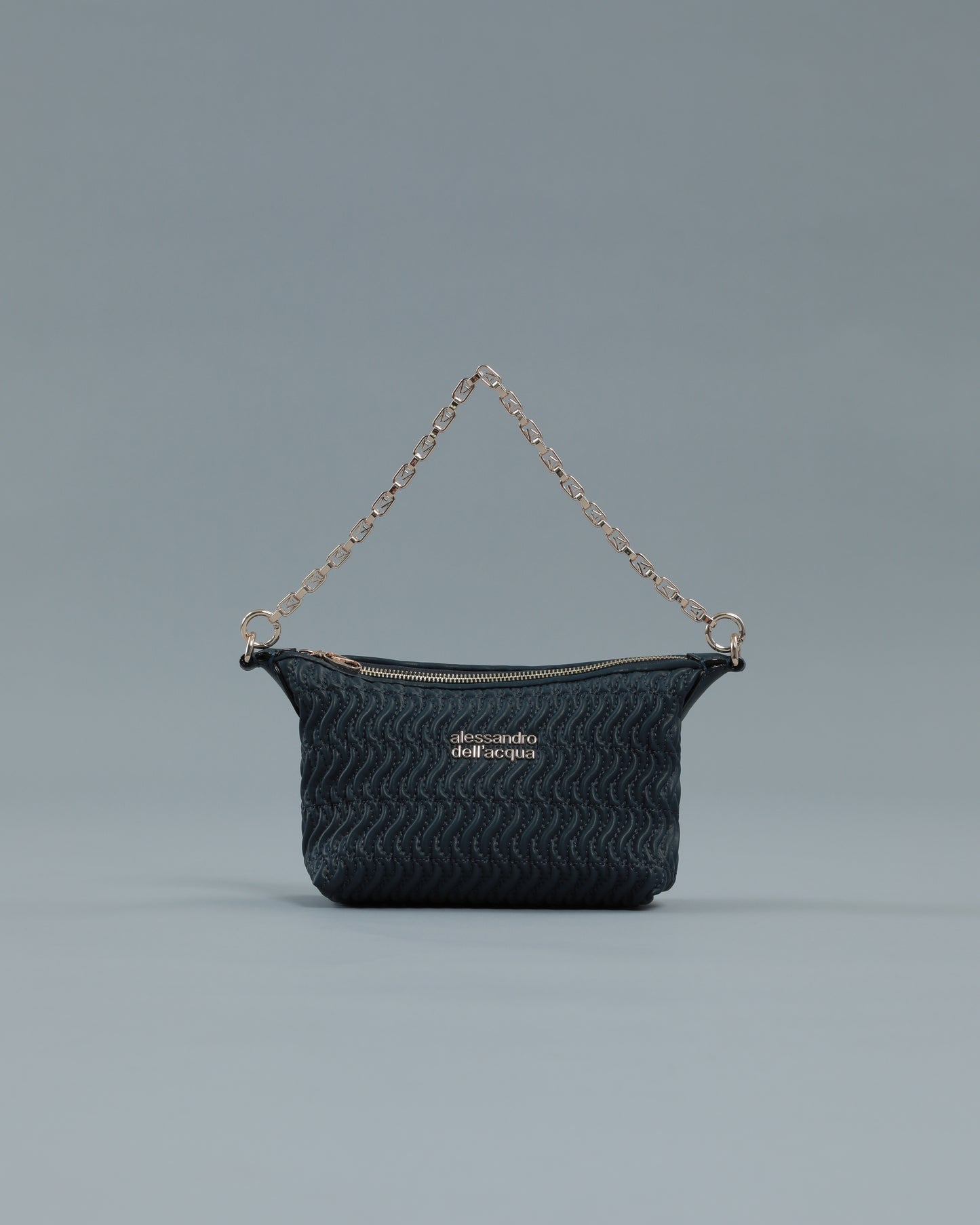 Mini Quilted Shoulder Bag in Navy Blue