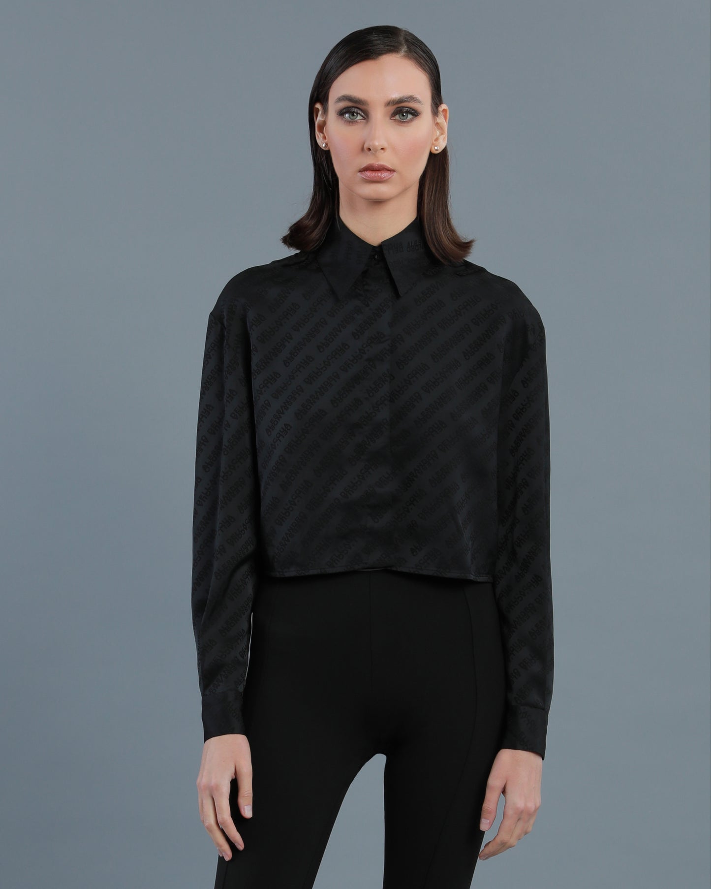 All-Over Logo Cropped Shirt