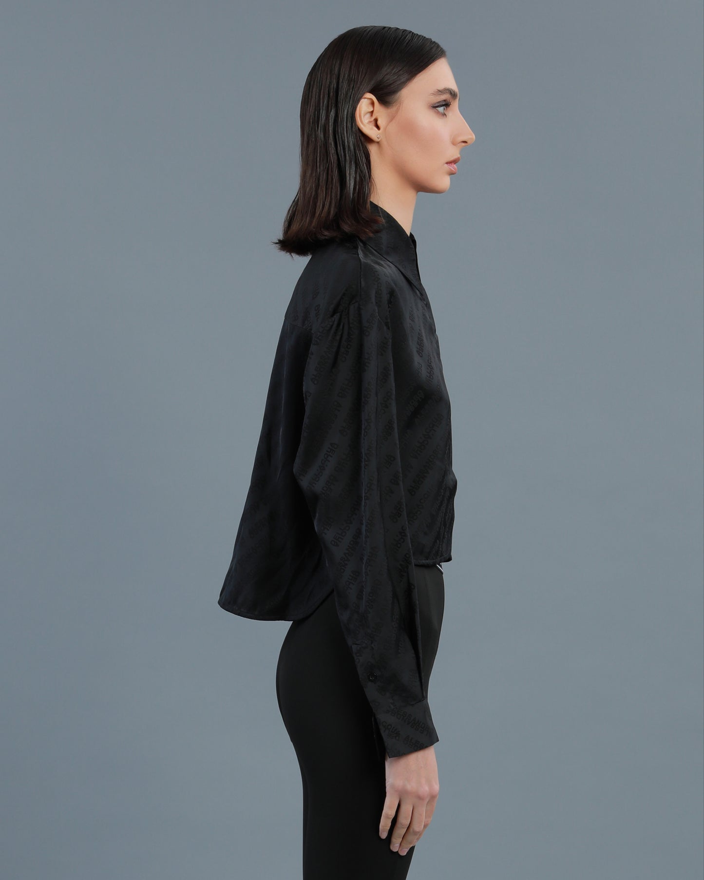 All-Over Logo Cropped Shirt