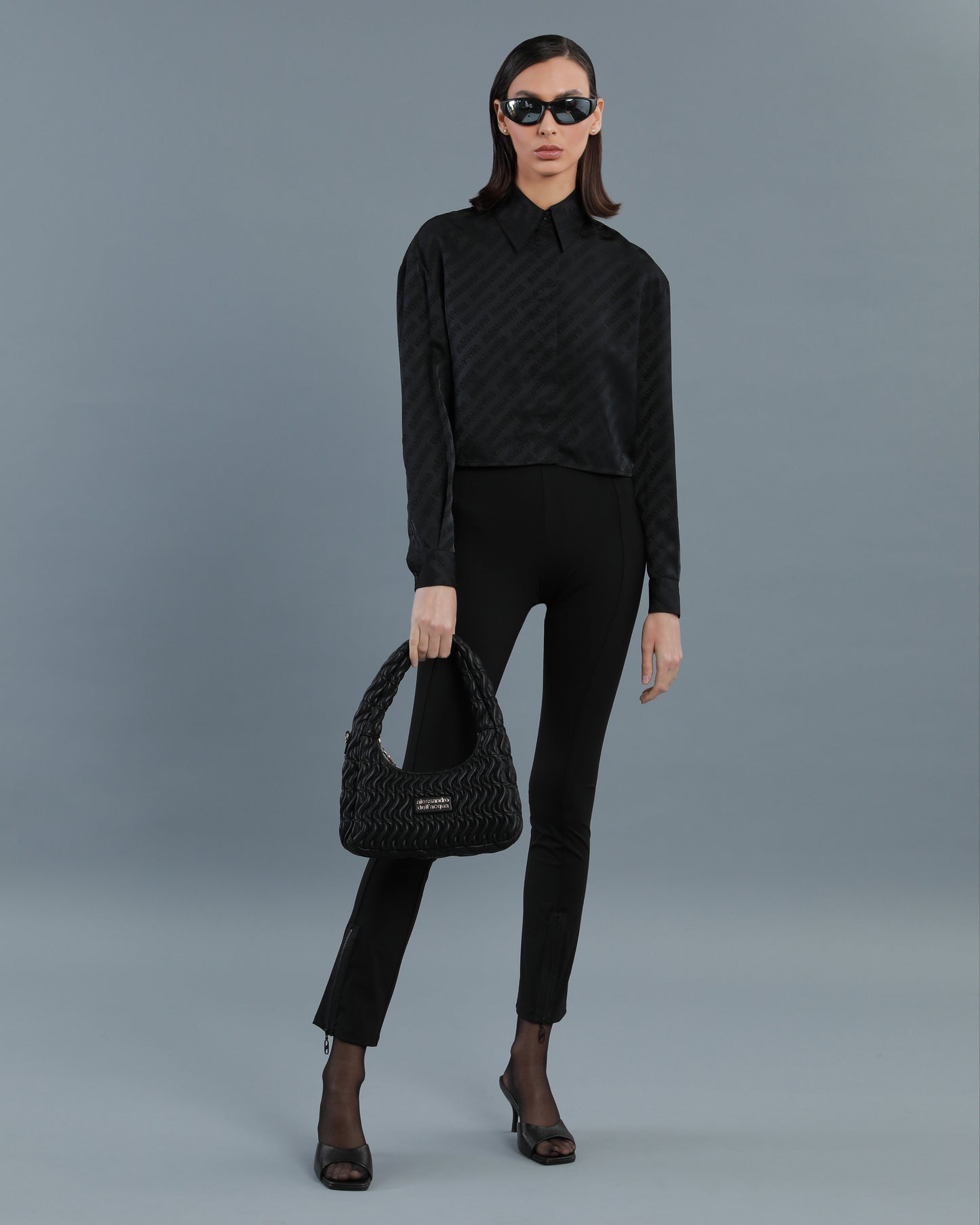 All-Over Logo Cropped Shirt