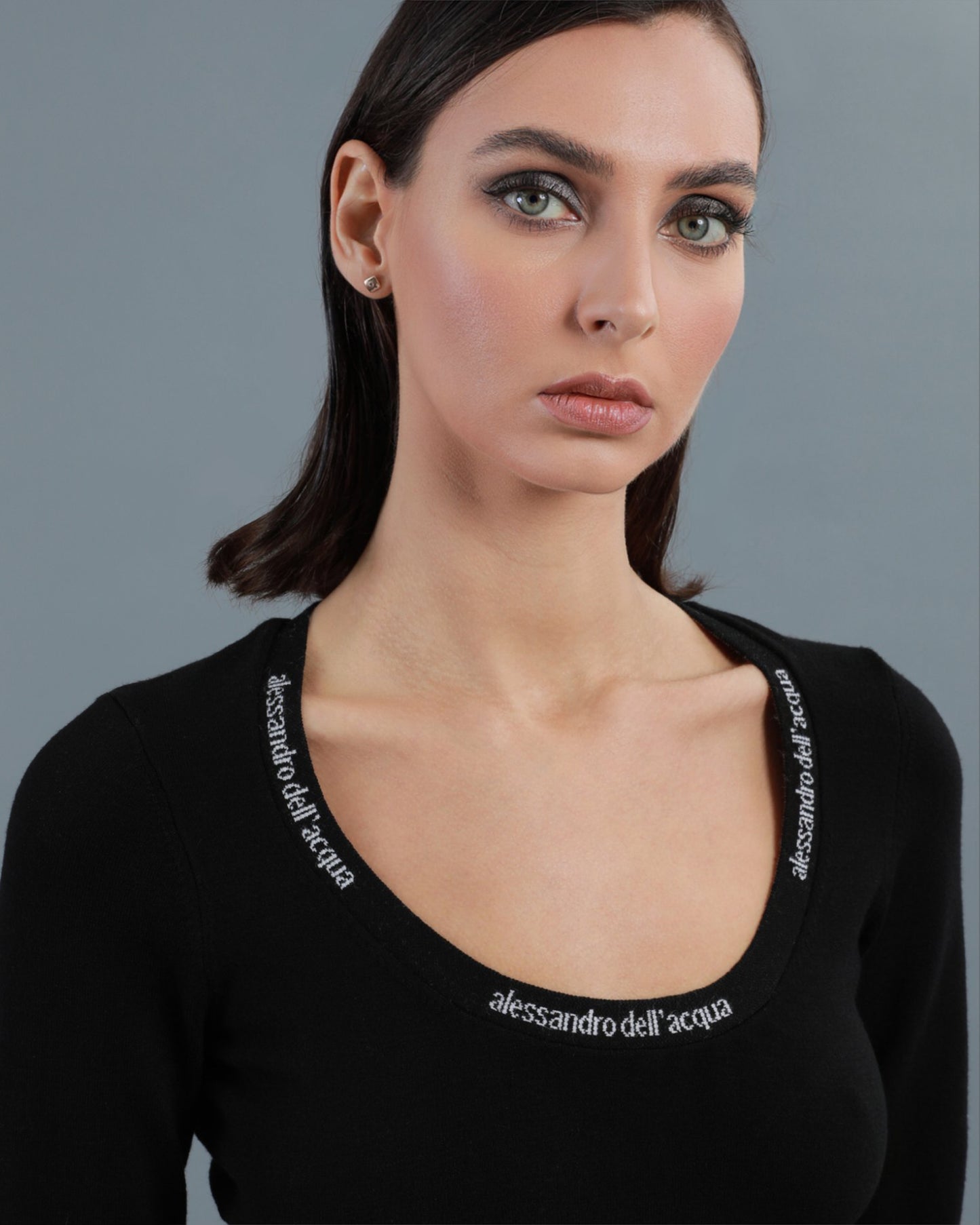 Logo Tape Scoop Neck Top