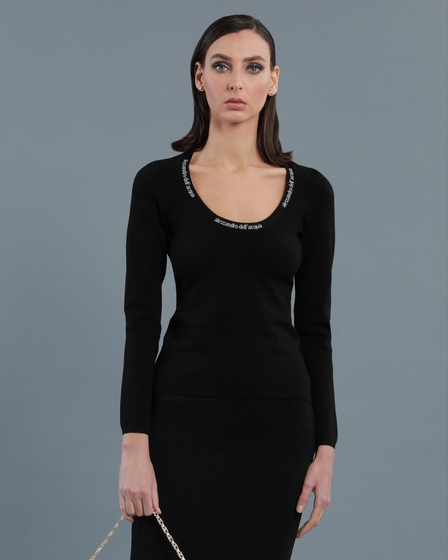 Logo Tape Scoop Neck Top