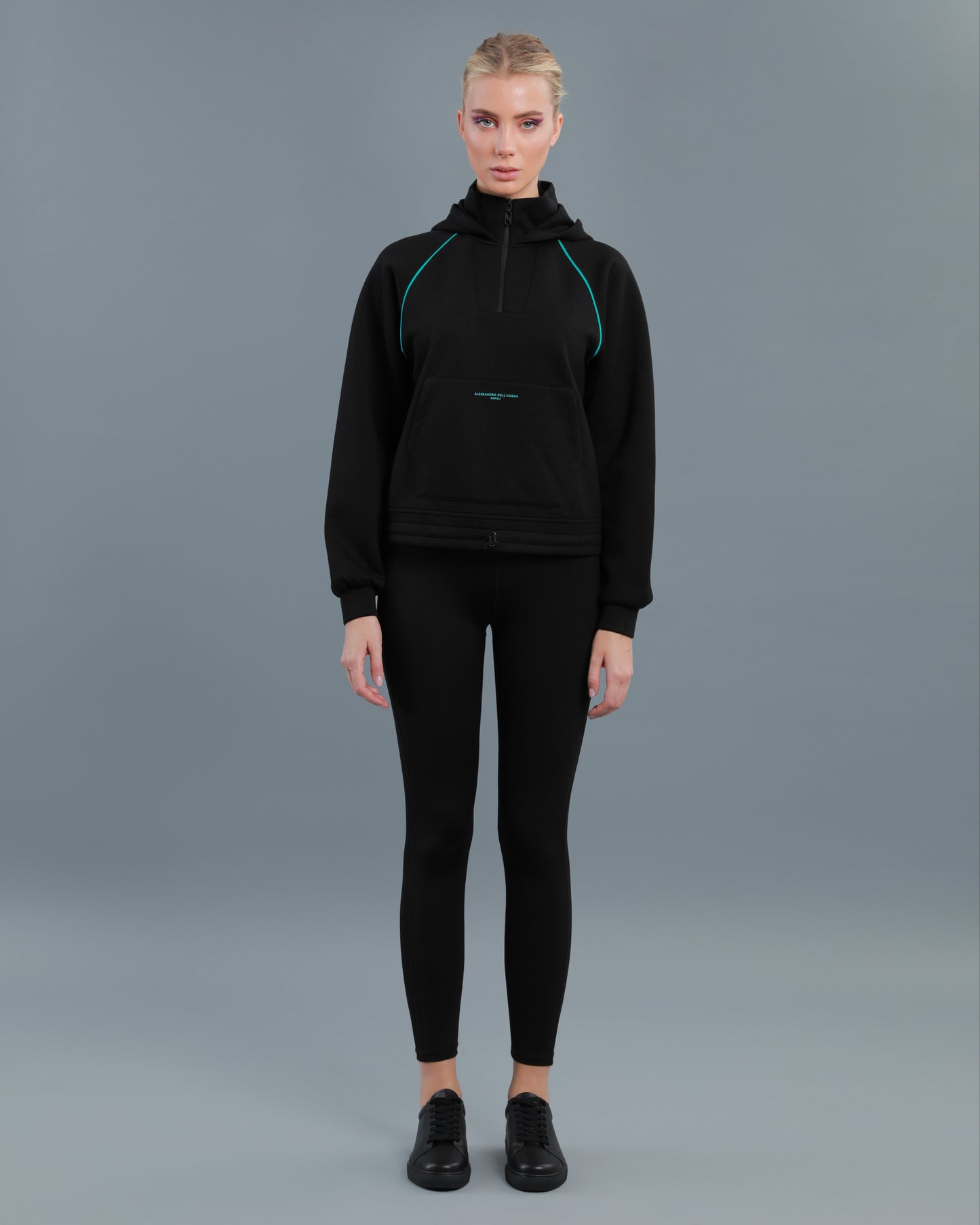 Contrast Piping Zip-Up Hoodie