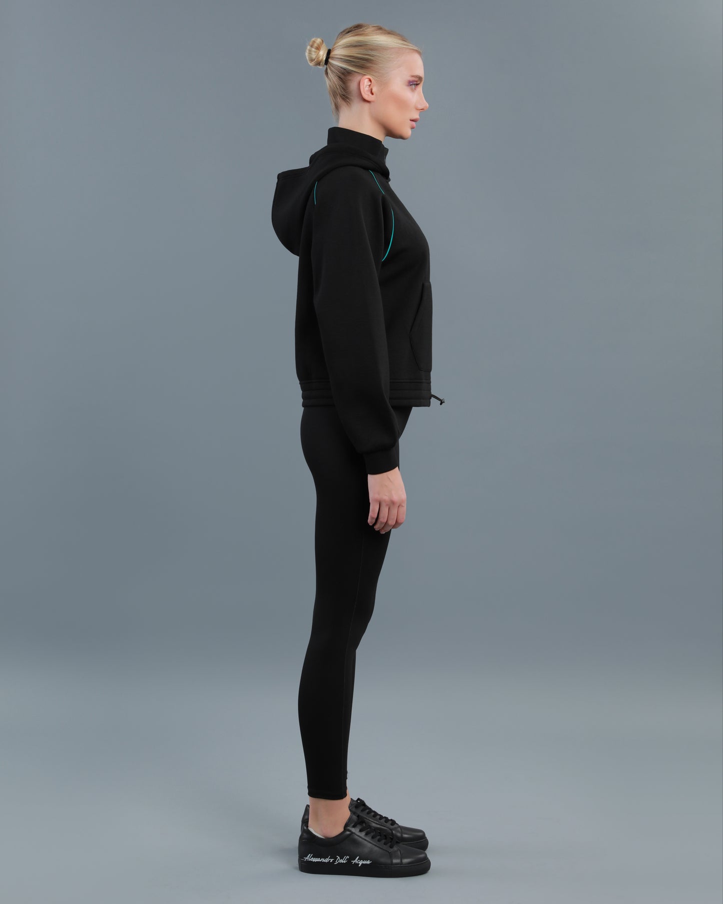 Contrast Piping Zip-Up Hoodie