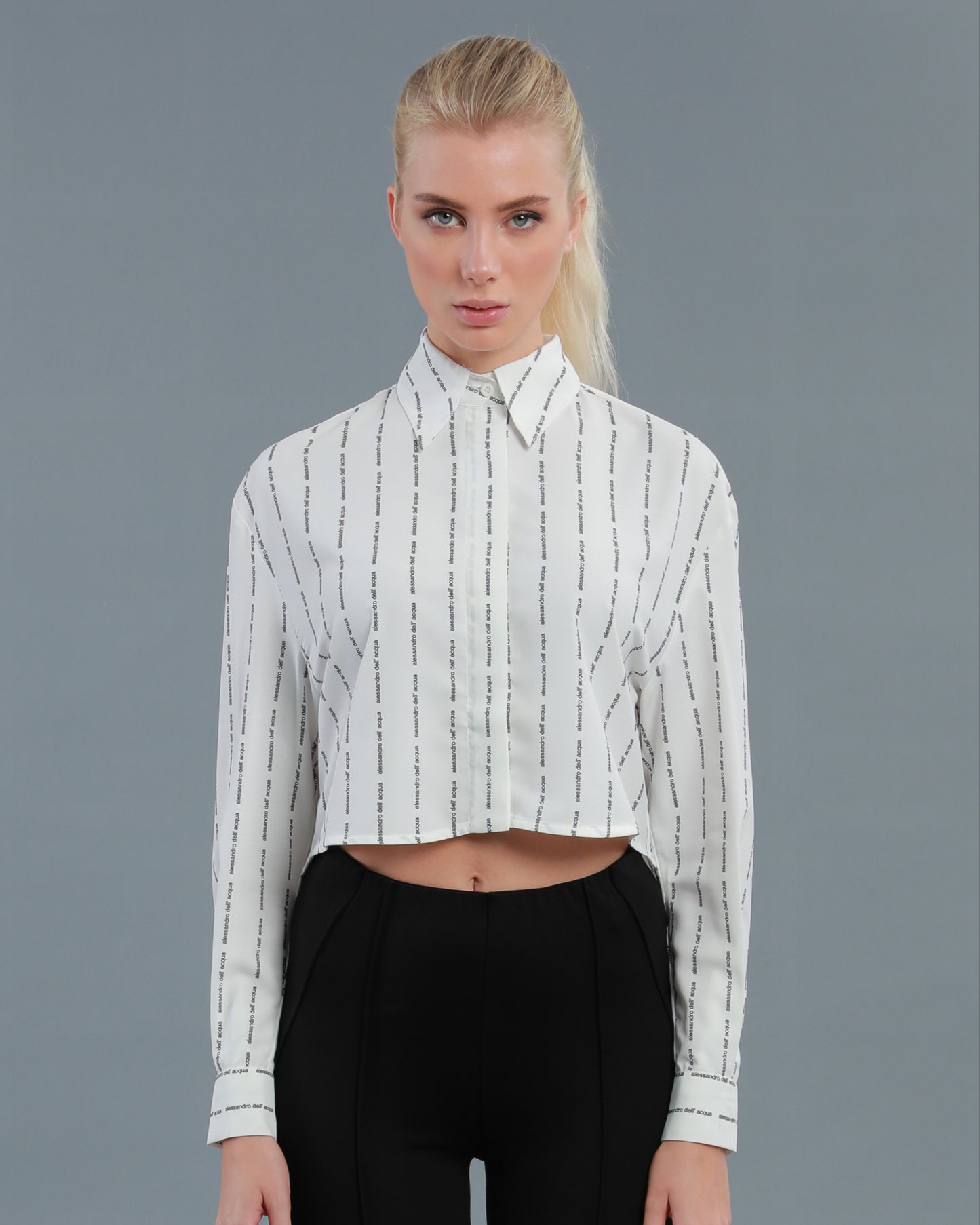 All-Over Logo Cropped Shirt
