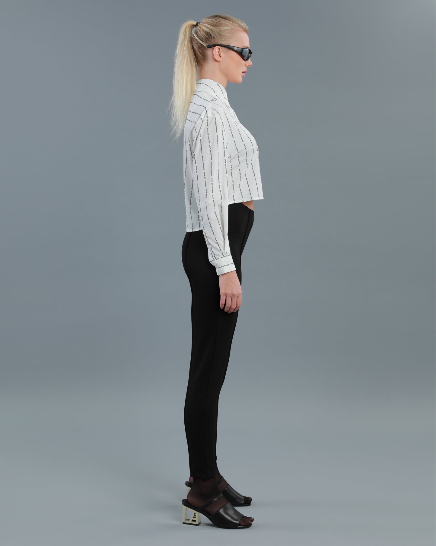 All-Over Logo Cropped Shirt