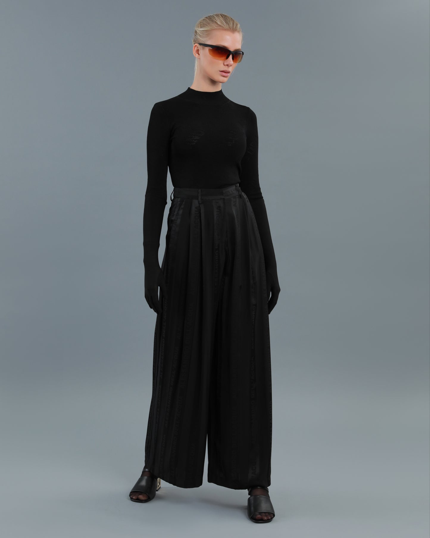 Wide Leg Jacquard Pants