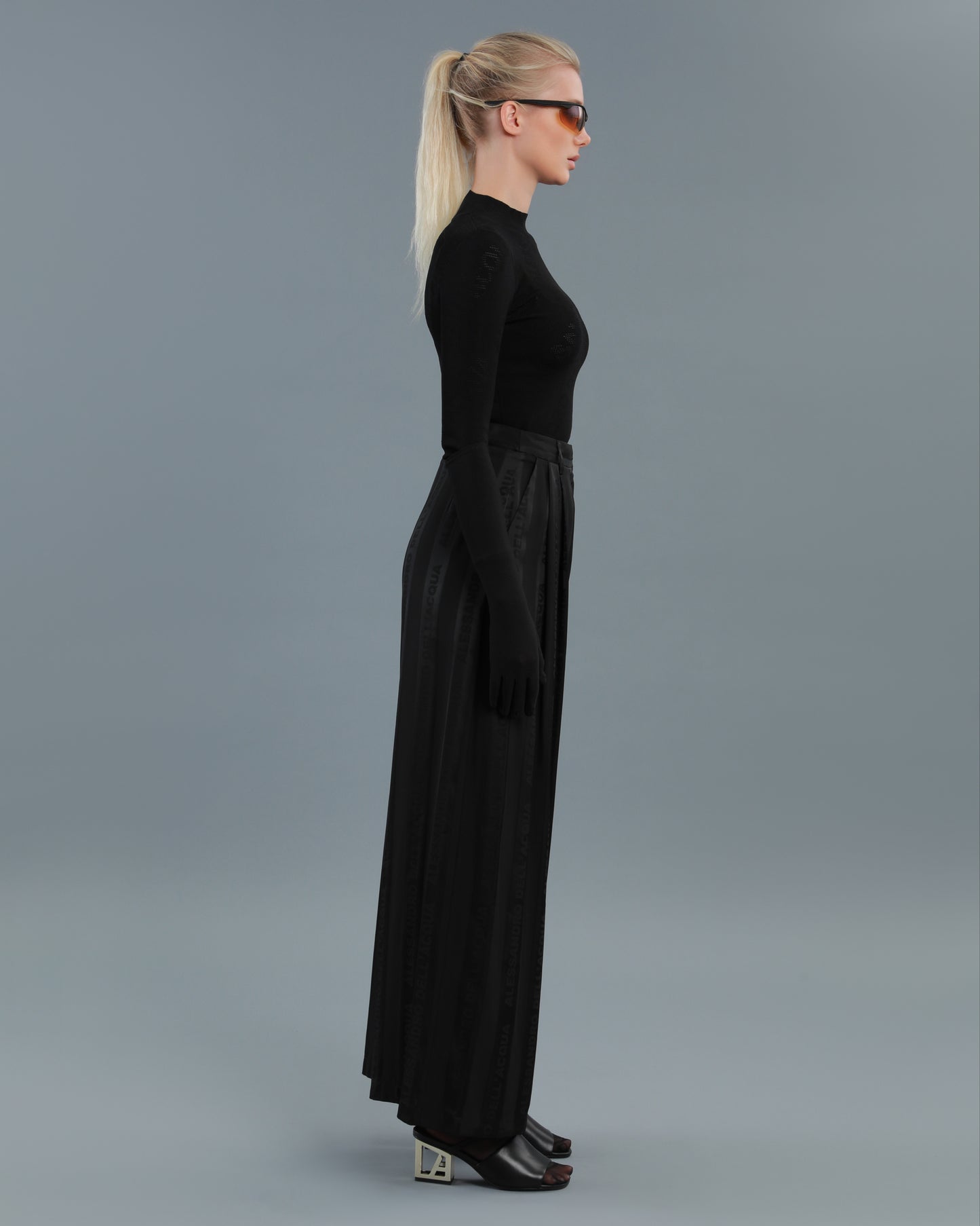 Wide Leg Jacquard Pants