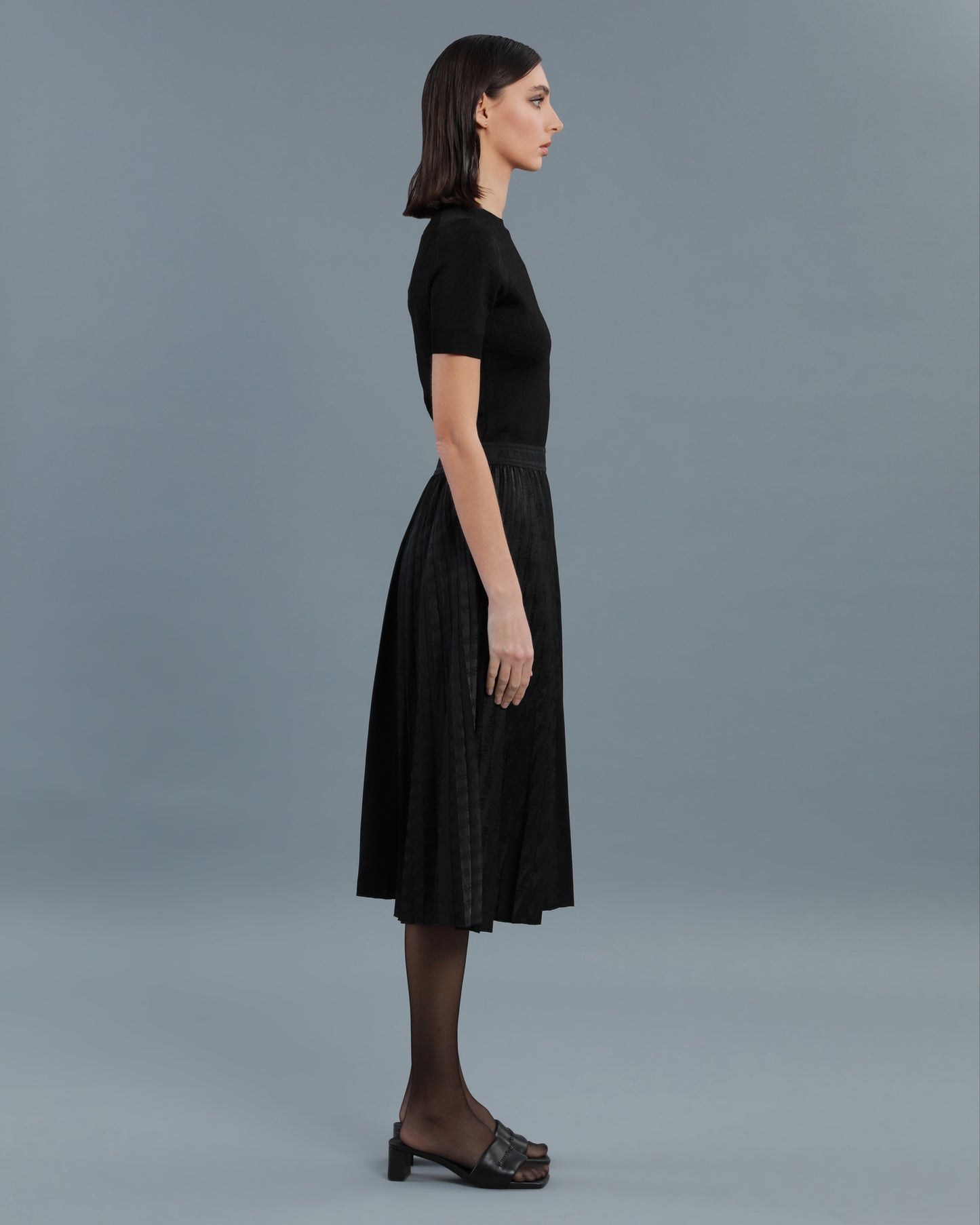 All-Over Logo Pleated Skirt