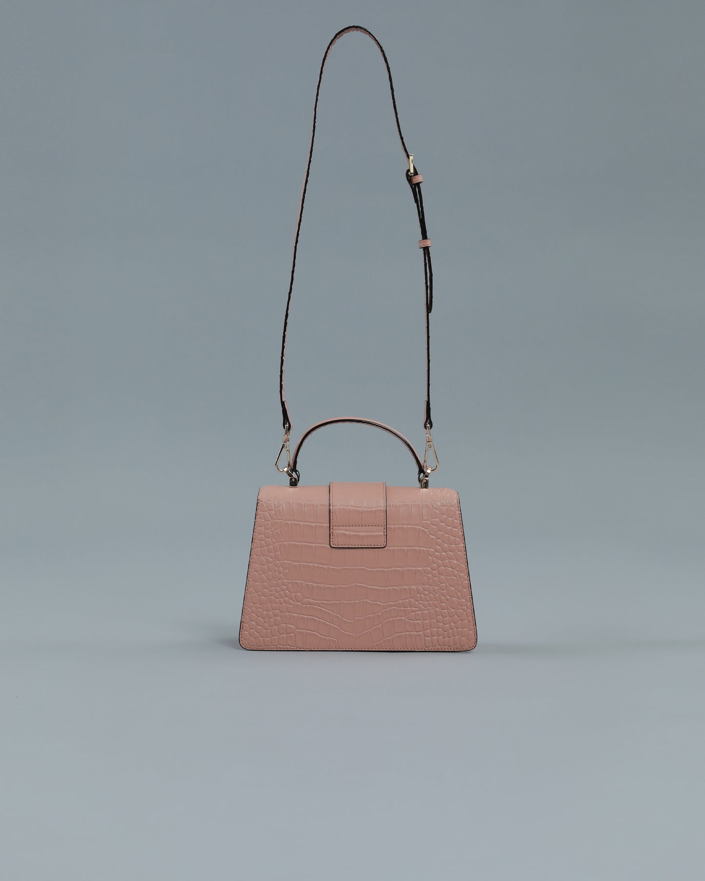 Croc Textured Handbag in Pink