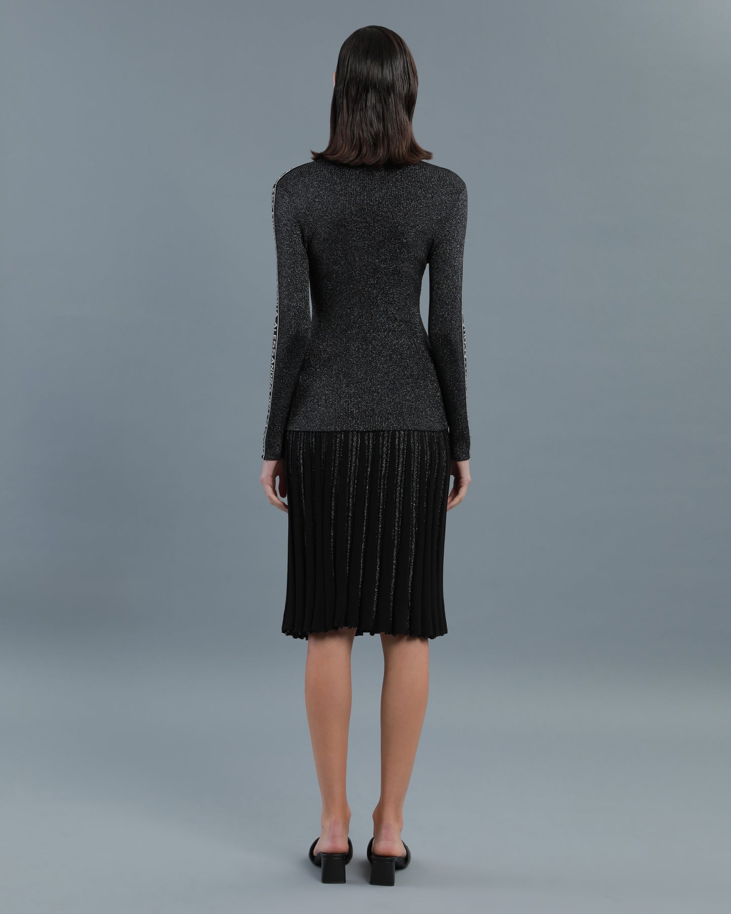 Metallic Knitted Pleated Skirt