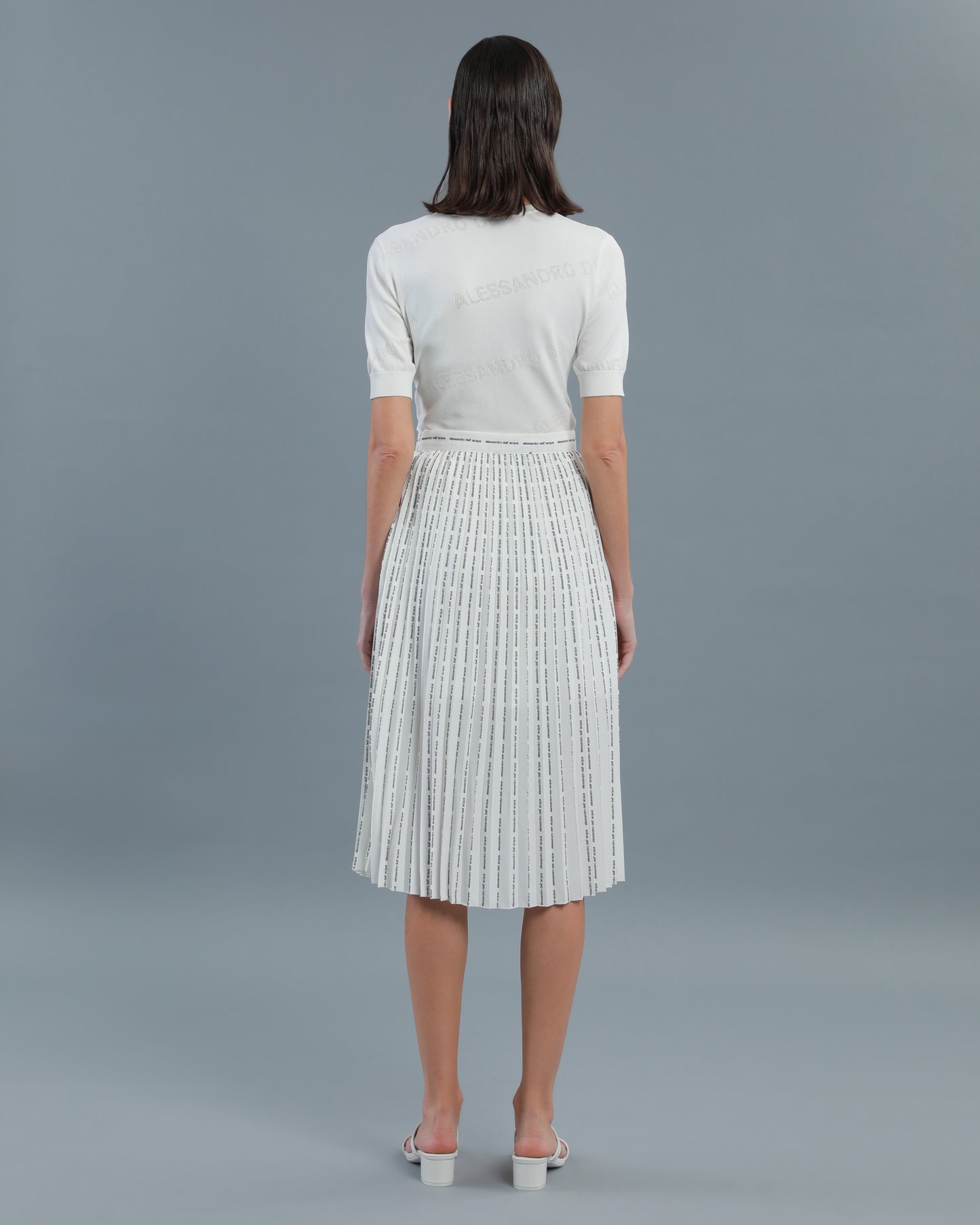 Pinstripe Logo Pleated Skirt