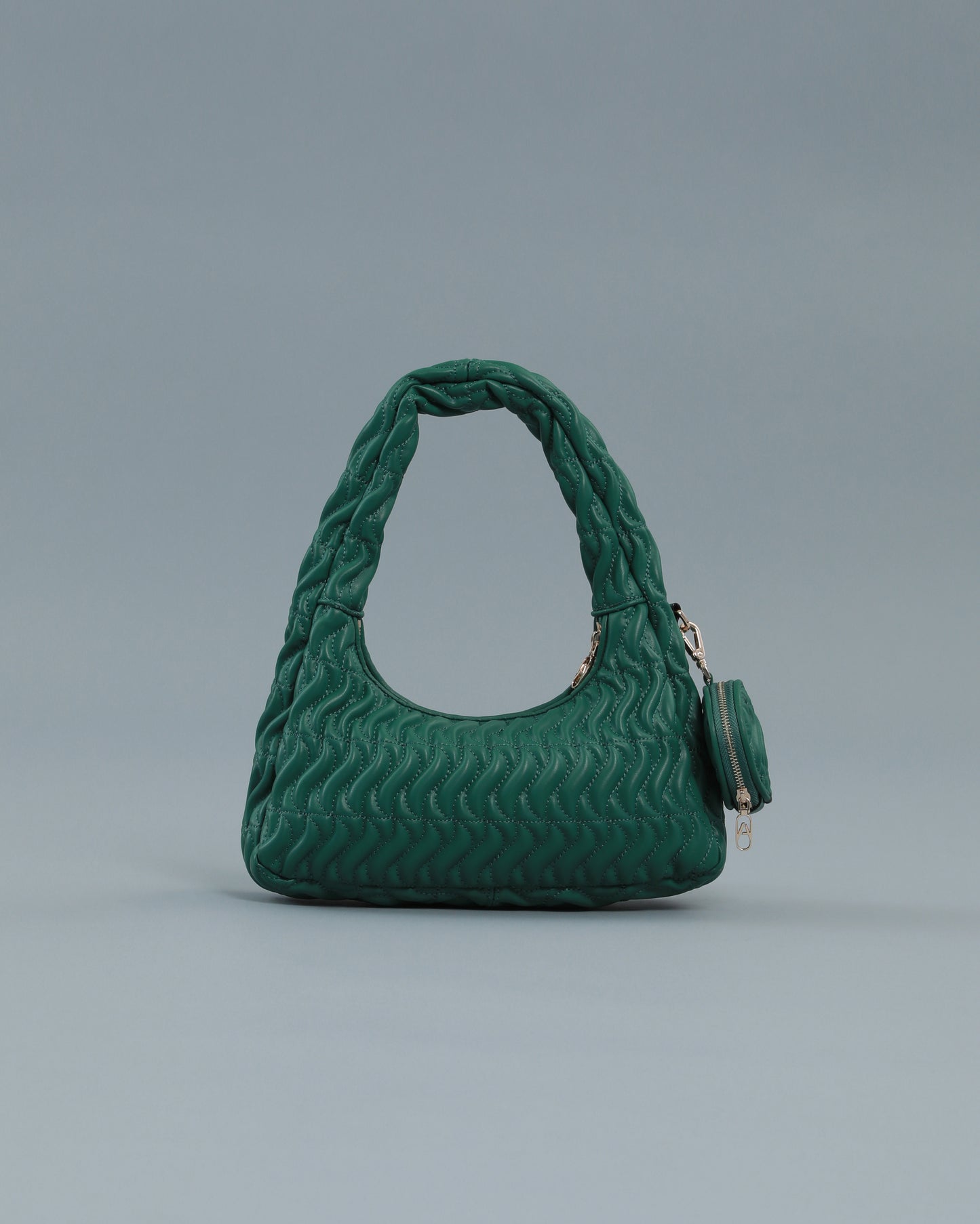 Matelassé Shoulder Bag in Green