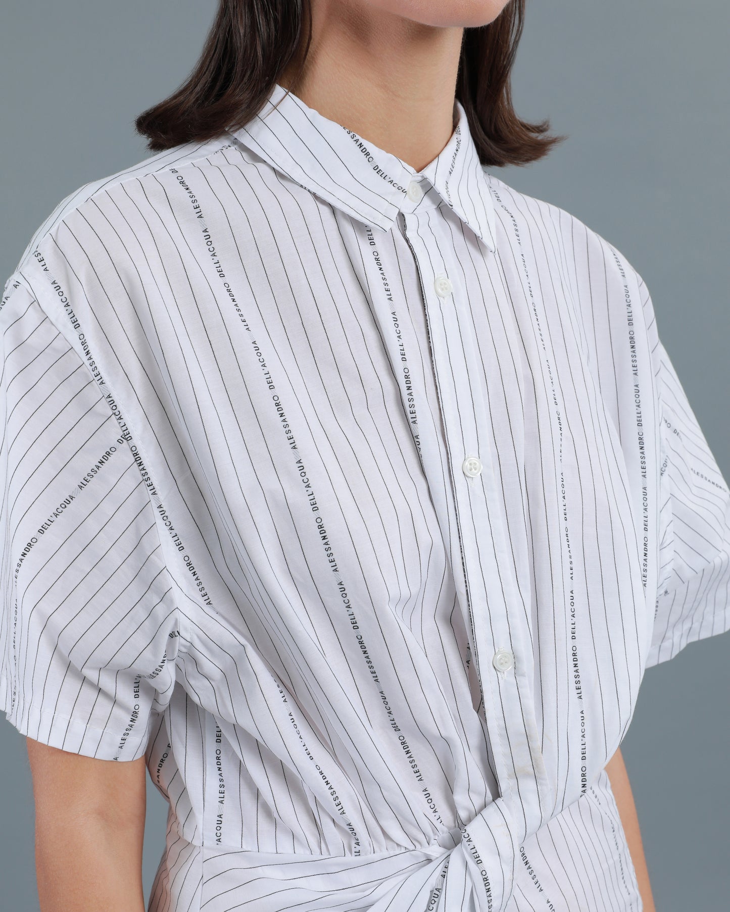 Twisted Placket Shirt Dress