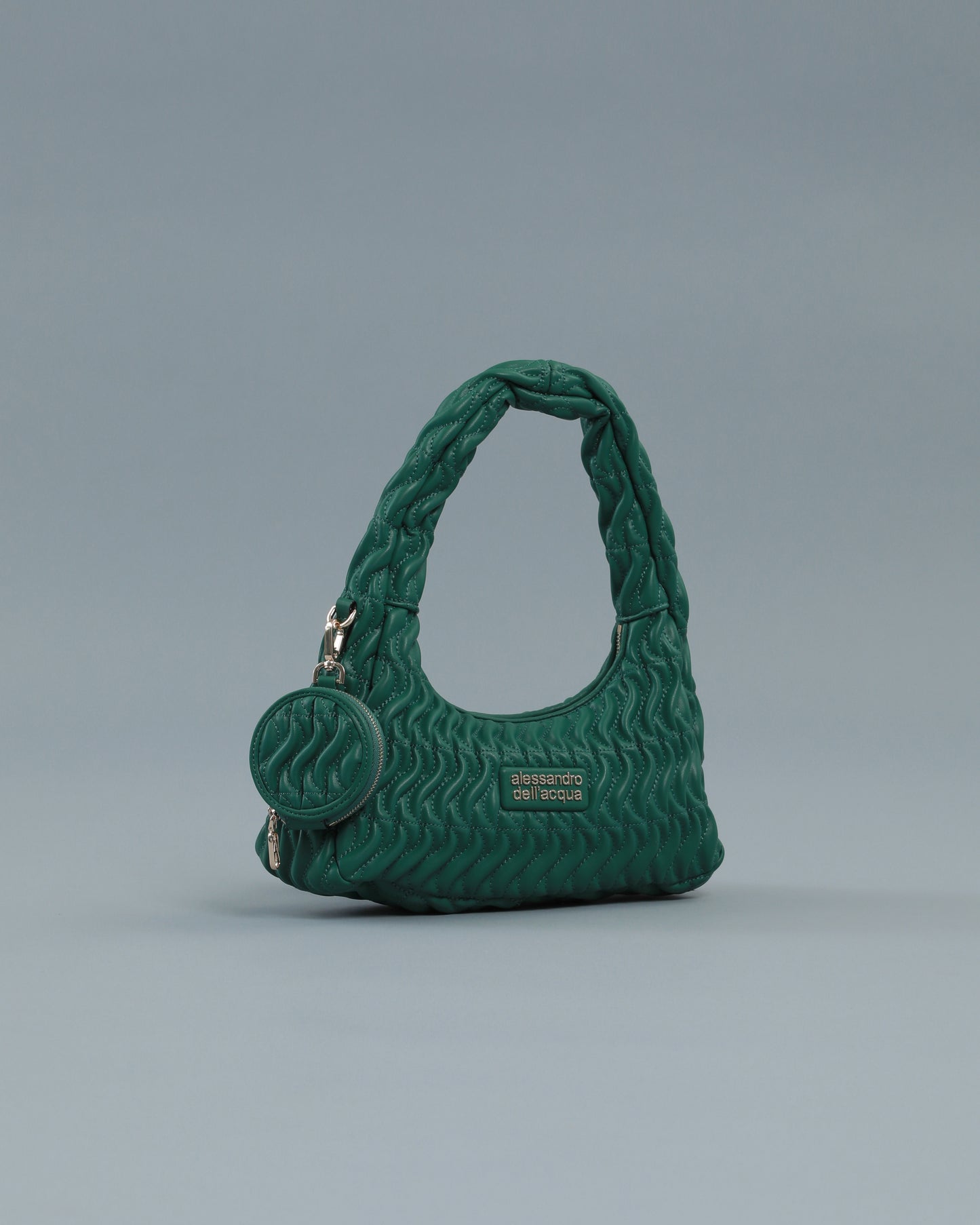 Matelassé Shoulder Bag in Green