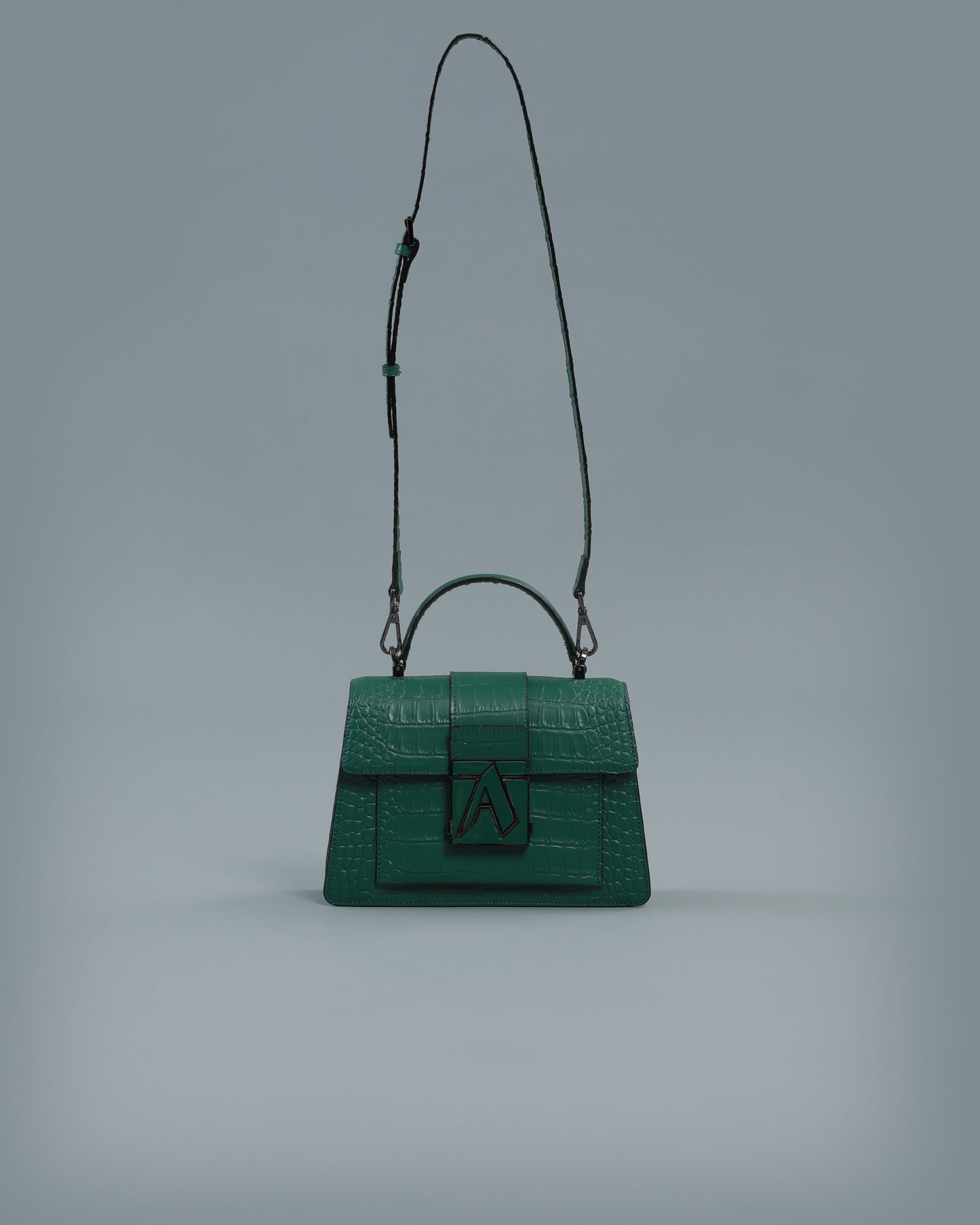 Croc Textured Handbag in Green