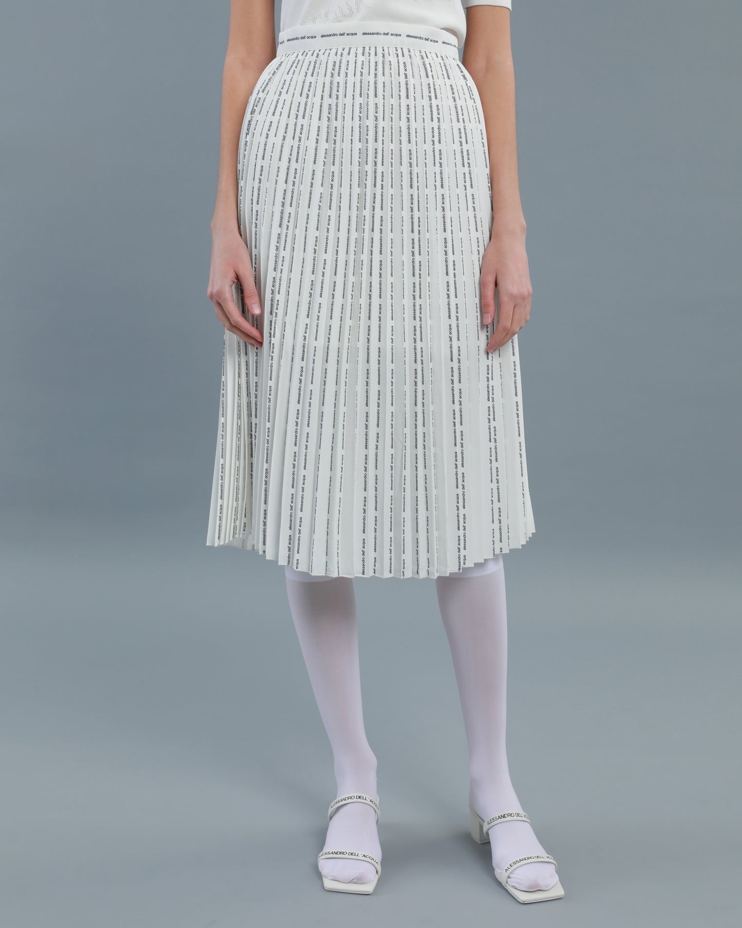 Pinstripe Logo Pleated Skirt