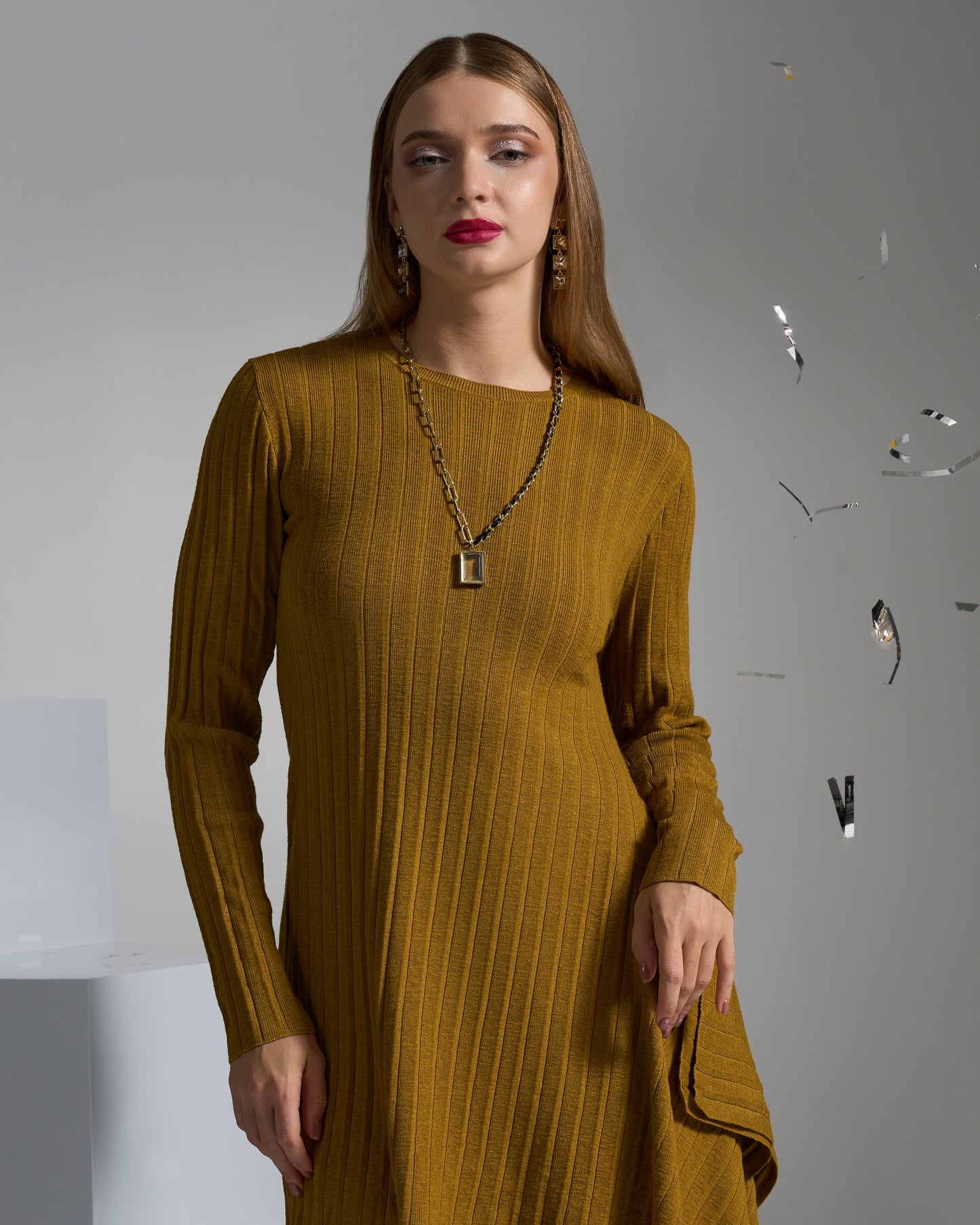 Ribbed Asymmetric Knit Top