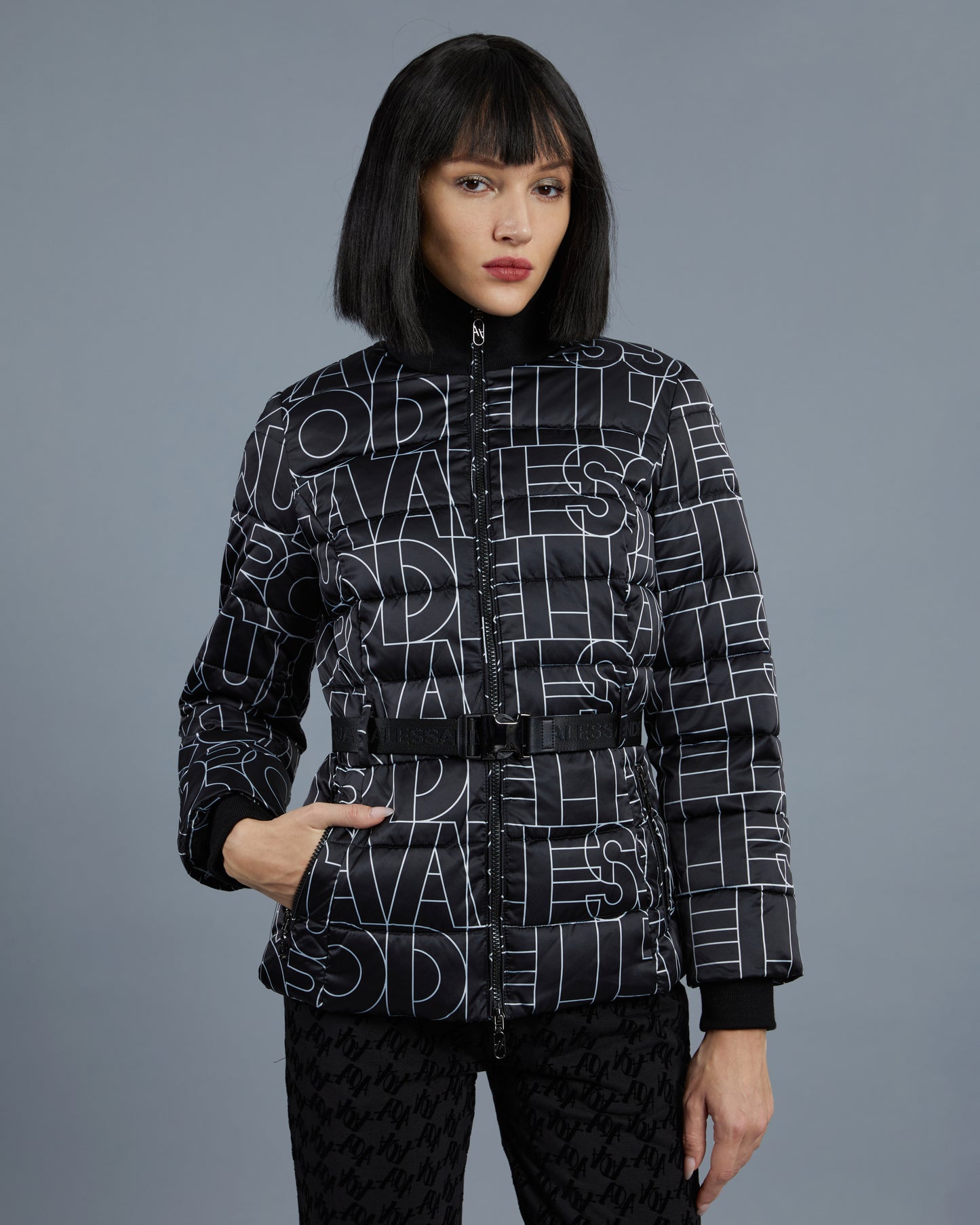 All-Over Brand Print Puffer Jacket