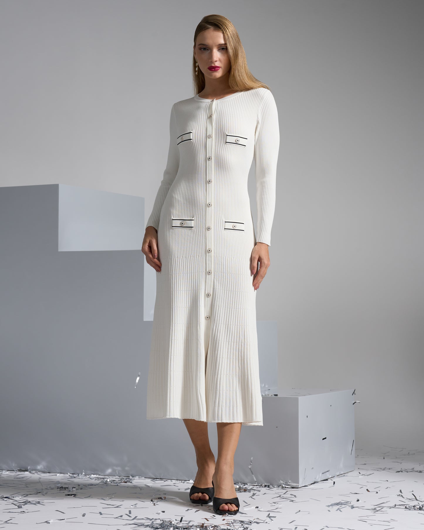 Contrast Pocket Knit Dress