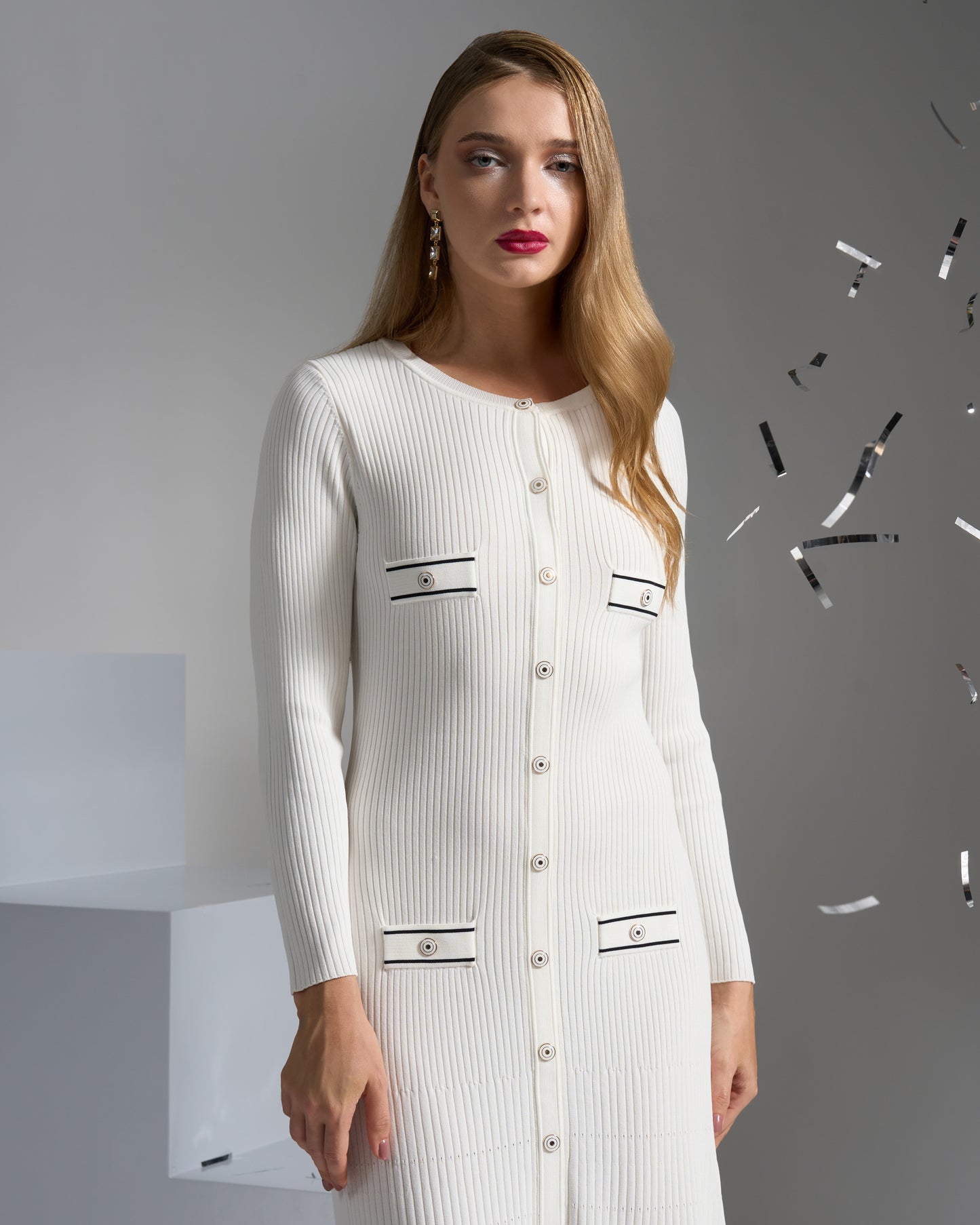 Contrast Pocket Knit Dress
