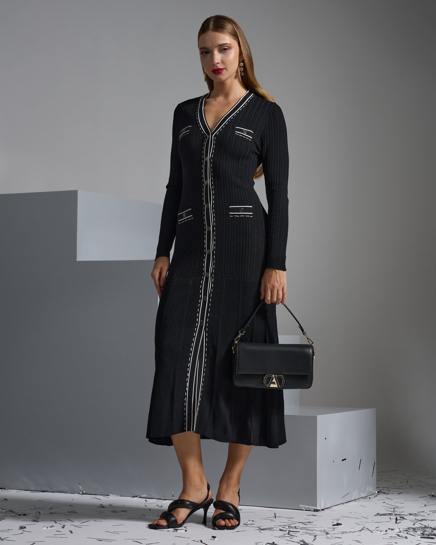 Contrast-Trim Knit Dress