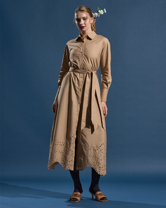 Belted Cotton Shirt Dress