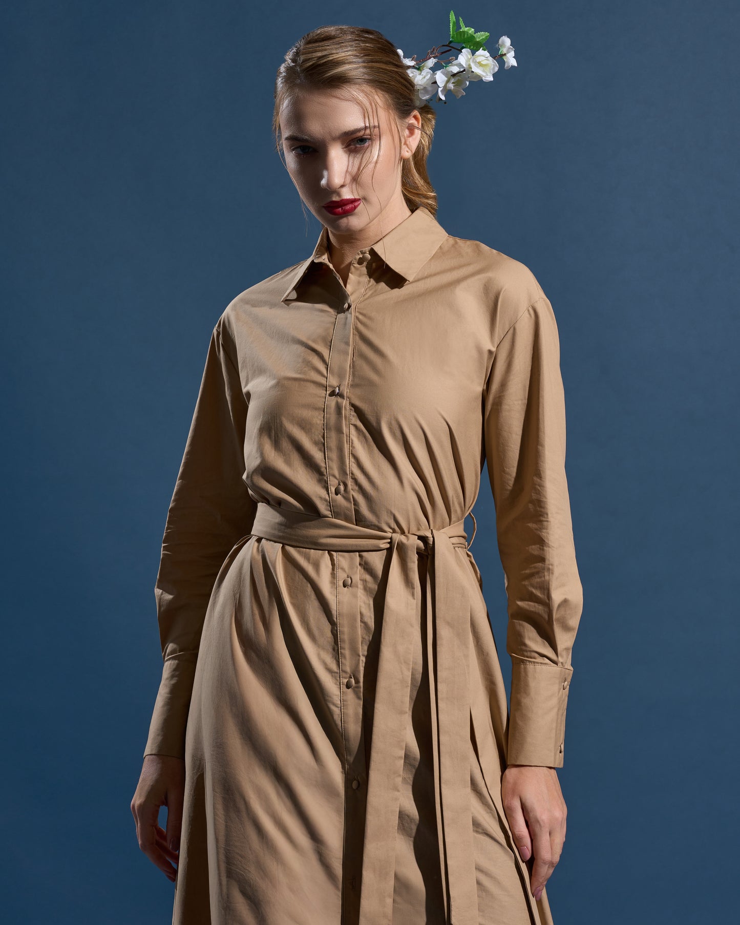 Belted Cotton Shirt Dress