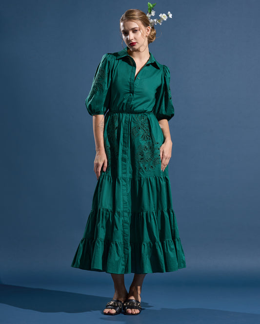 Embroidered Tiered Maxi Dress