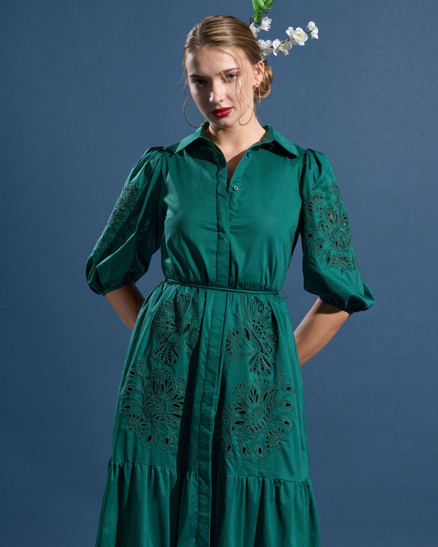 Embroidered Tiered Maxi Dress