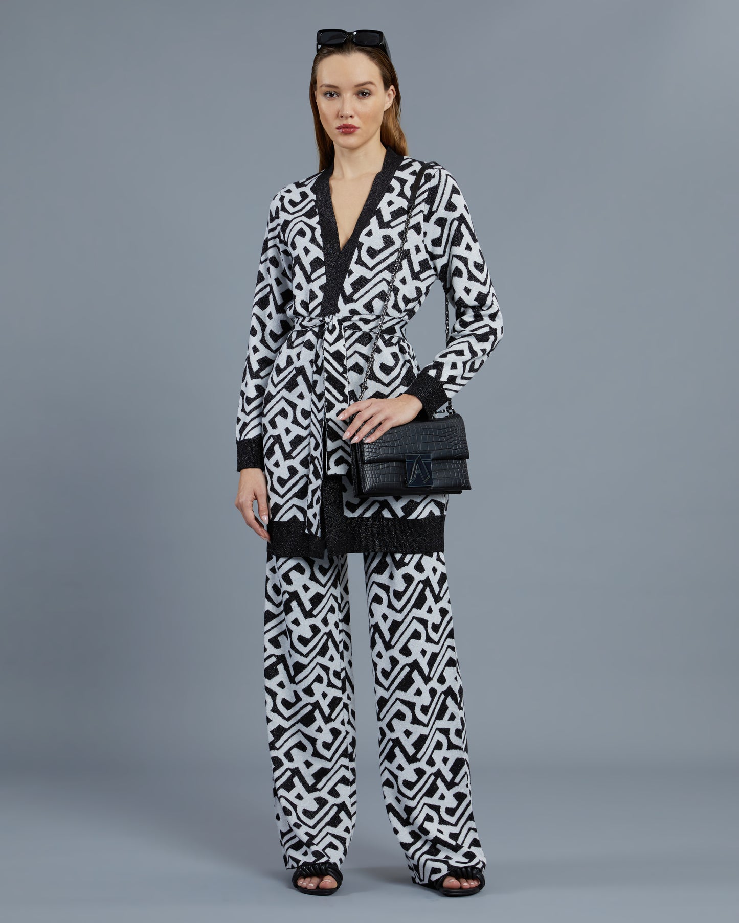 Metallic Patterned Knit Trousers
