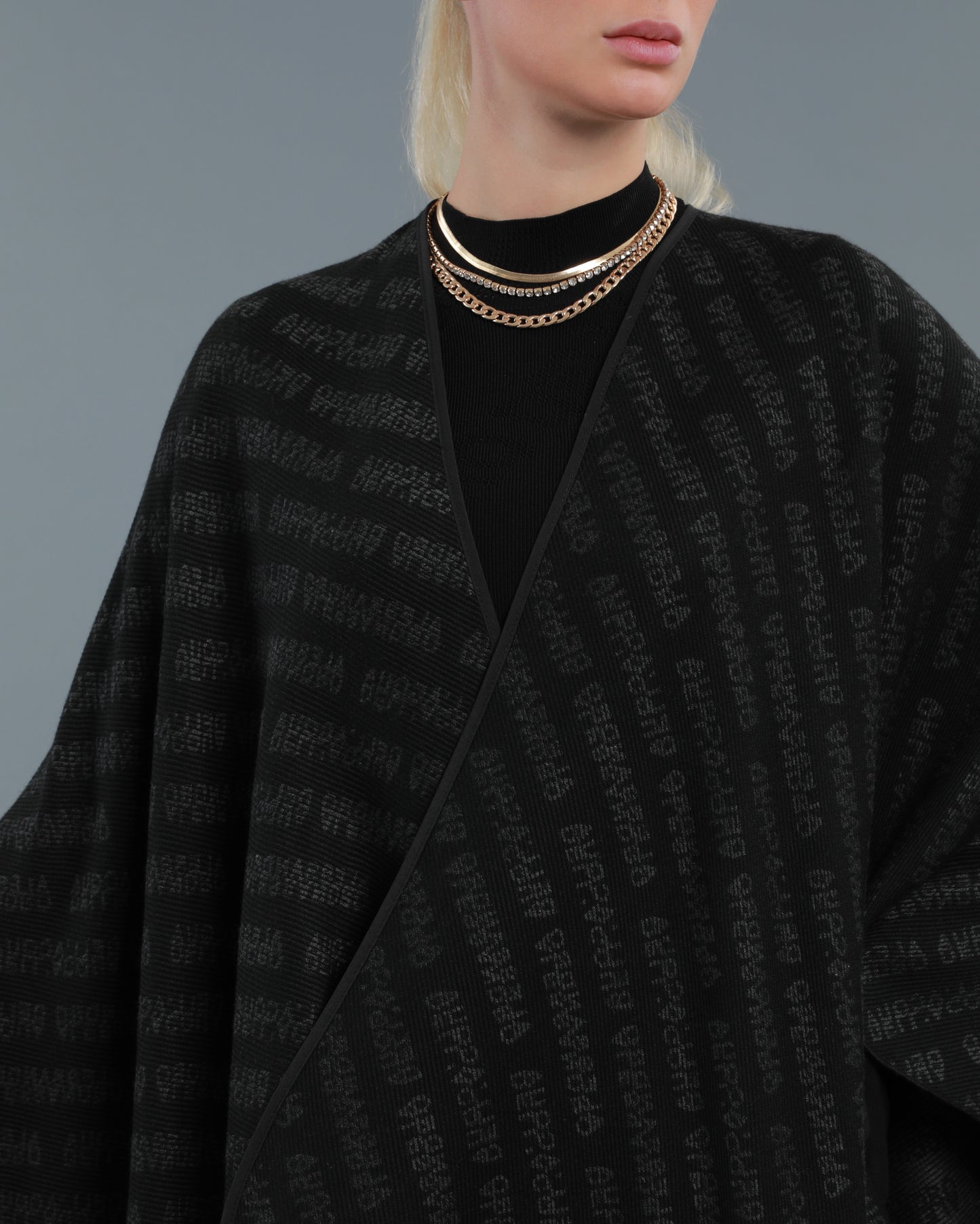 Logo All-Over Ribbed Poncho