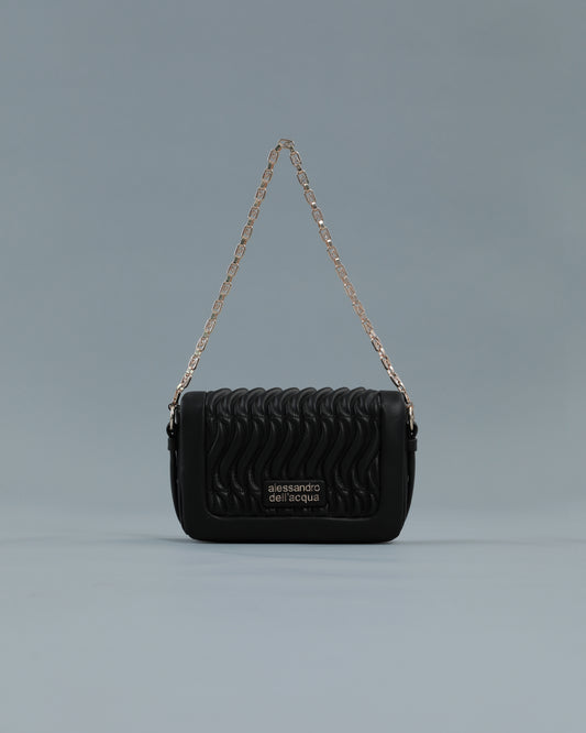Mini Matelassé Crossbody Bag in Black