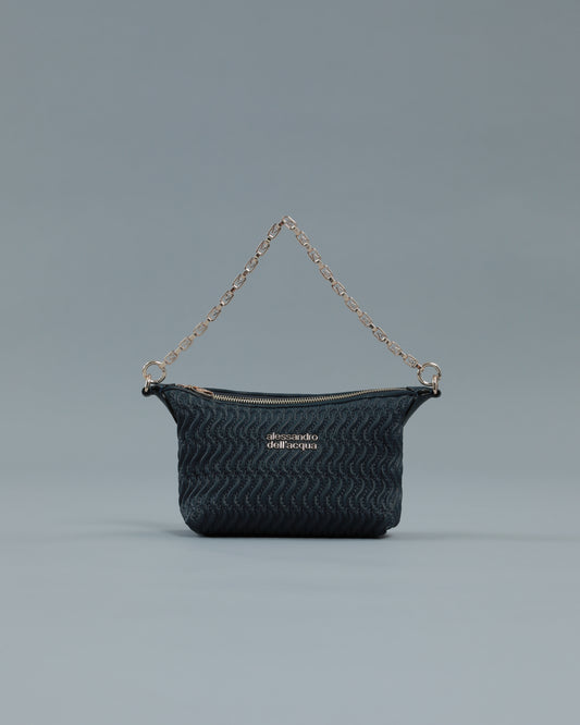 Mini Quilted Shoulder Bag in Navy Blue