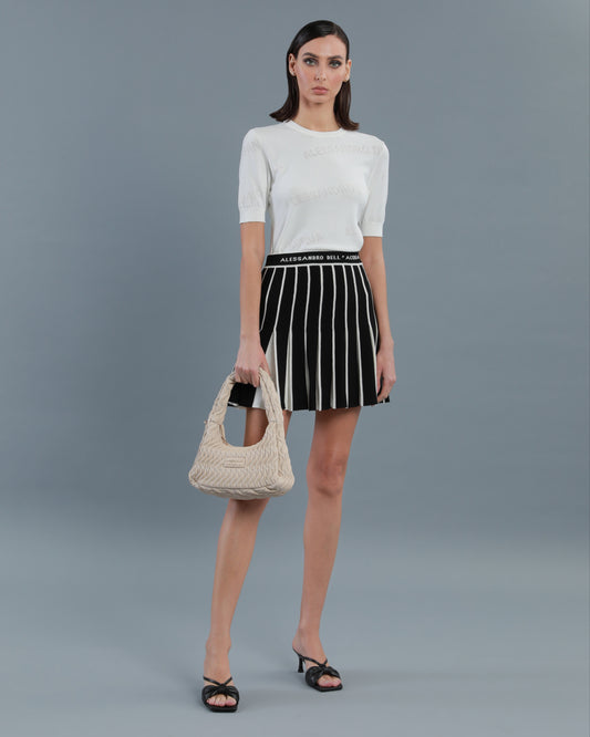 Contrasting Pleated Mini Skirt