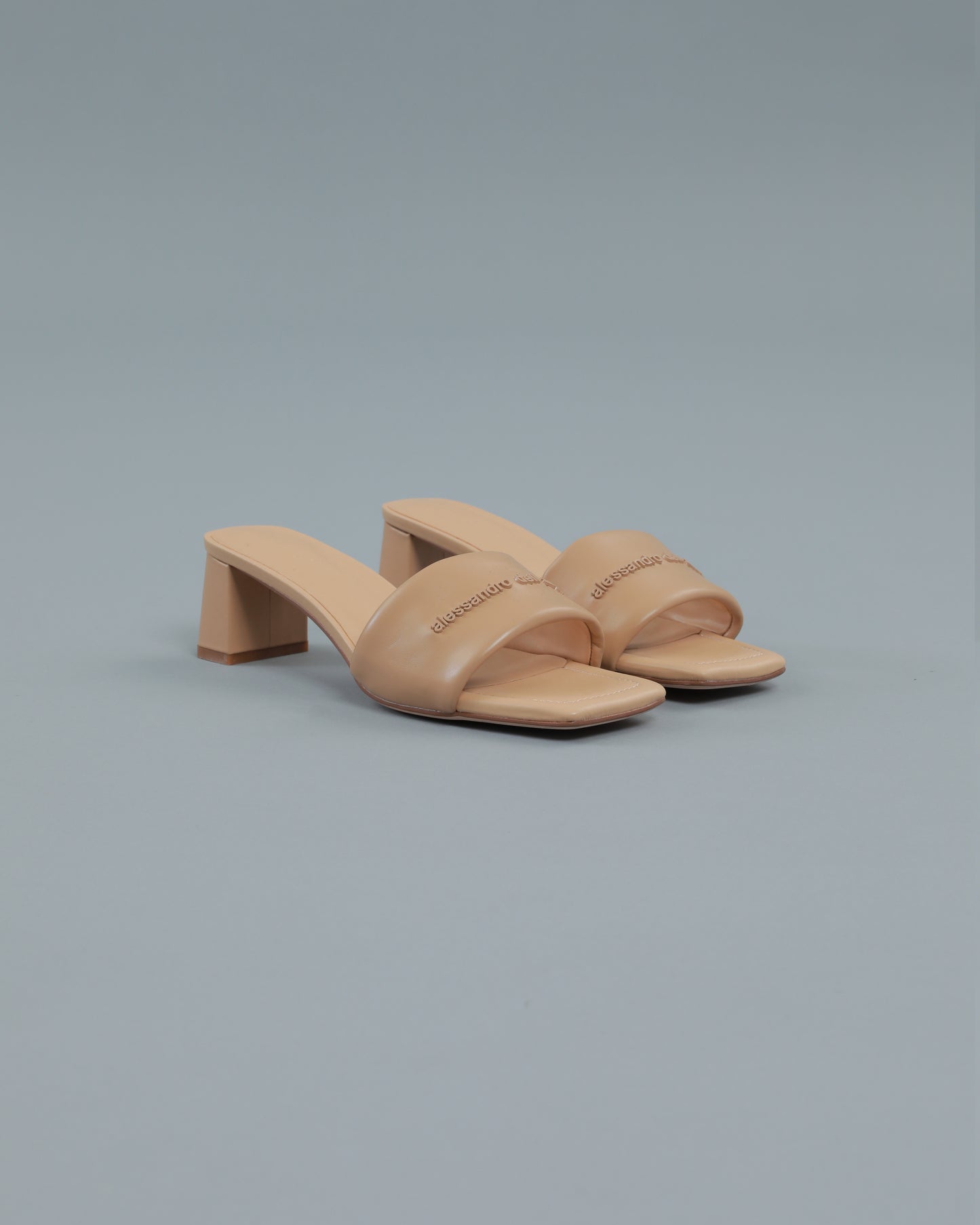 Square Toe Block Heeled Mule