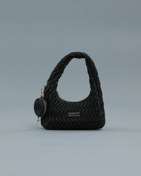 Matelassé Shoulder Bag in Black